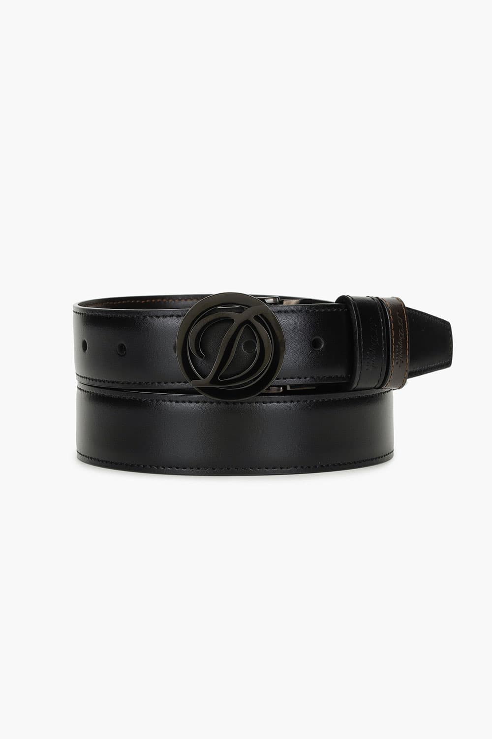 D 로고 라운드 버클 리버서블 벨트 블랙 30MM 블랙/브라운 CJ8460120B