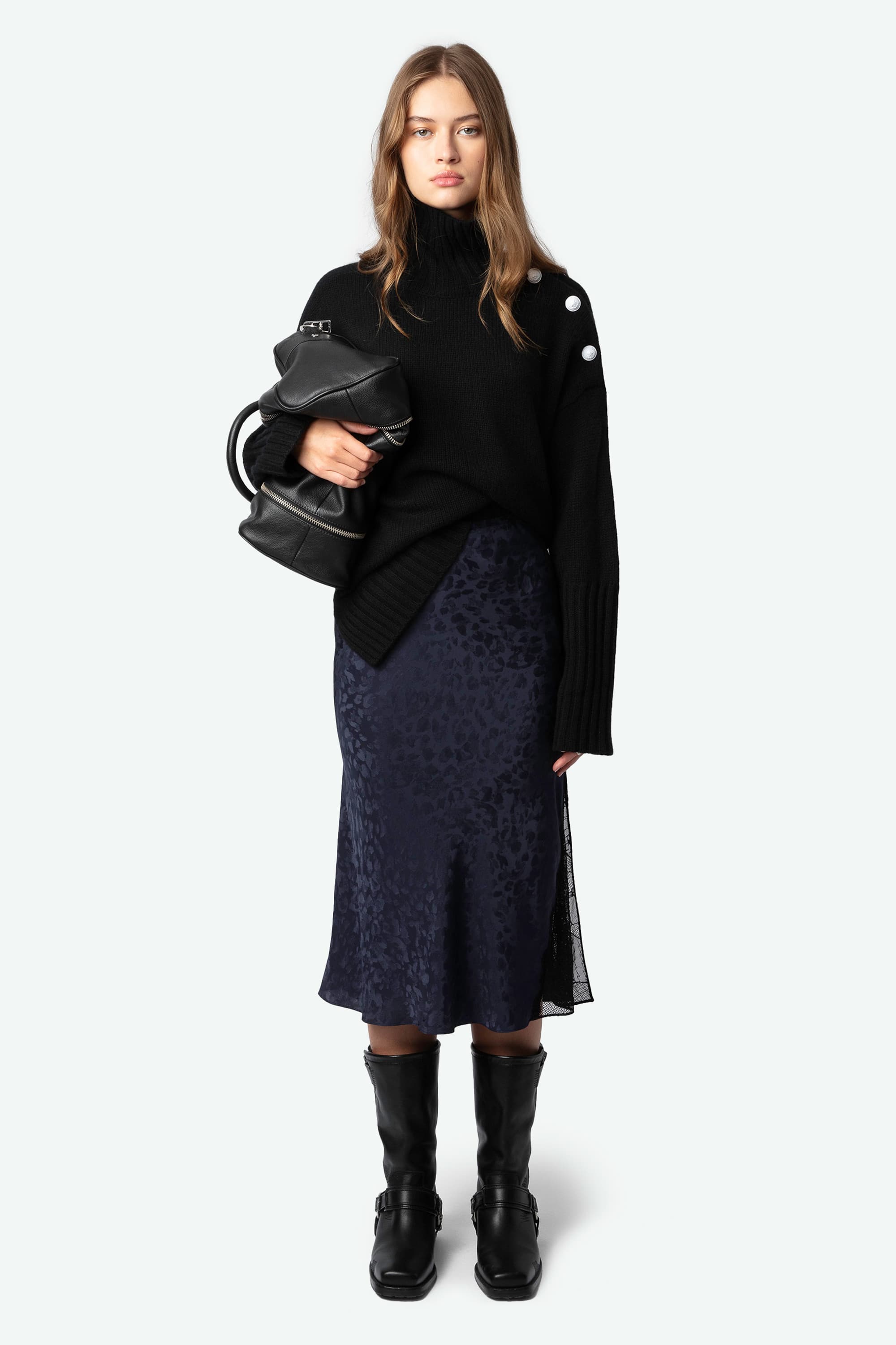 Jayla Leopard Silk Jacquard Skirt