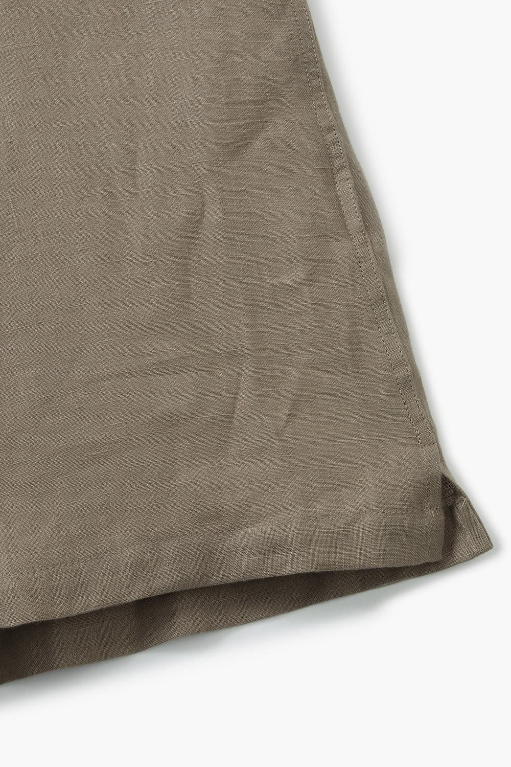 린넨 캠프 카라 003 라이트브라운 반소매 셔츠