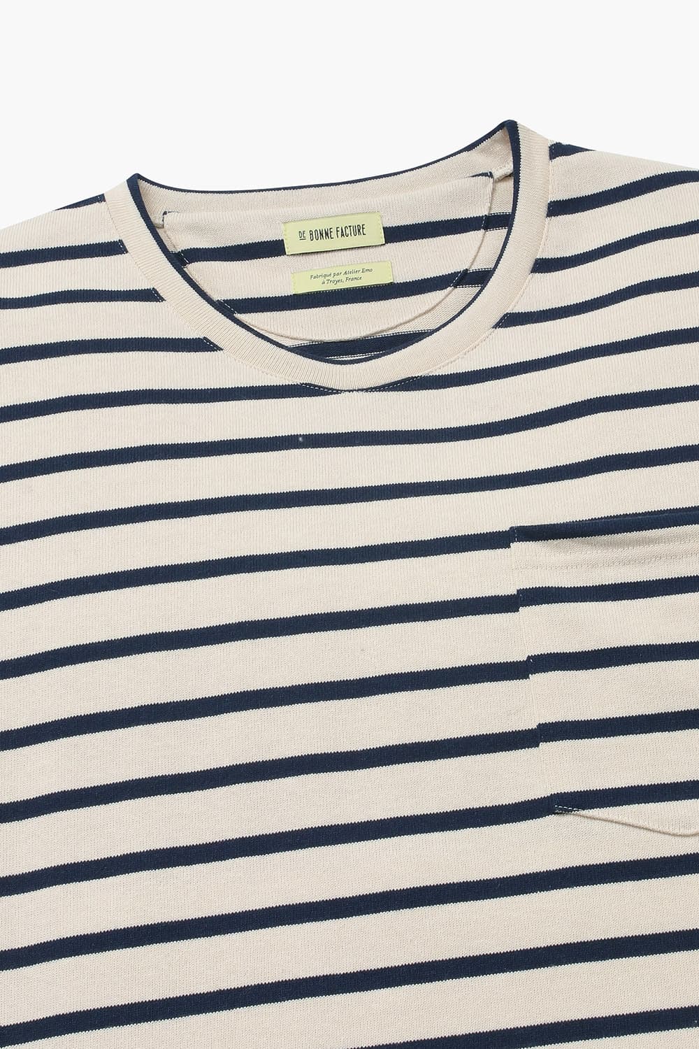 린넨 스트라이프 포켓 오버사이즈 001 네이비 반소매 티셔츠