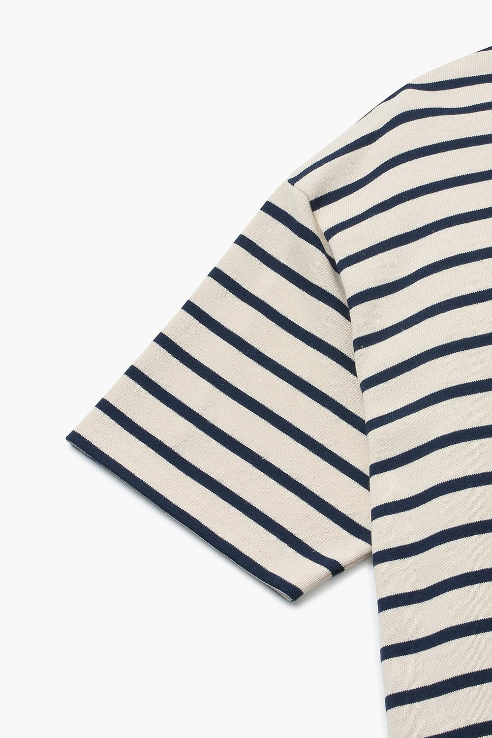 린넨 스트라이프 포켓 오버사이즈 001 네이비 반소매 티셔츠