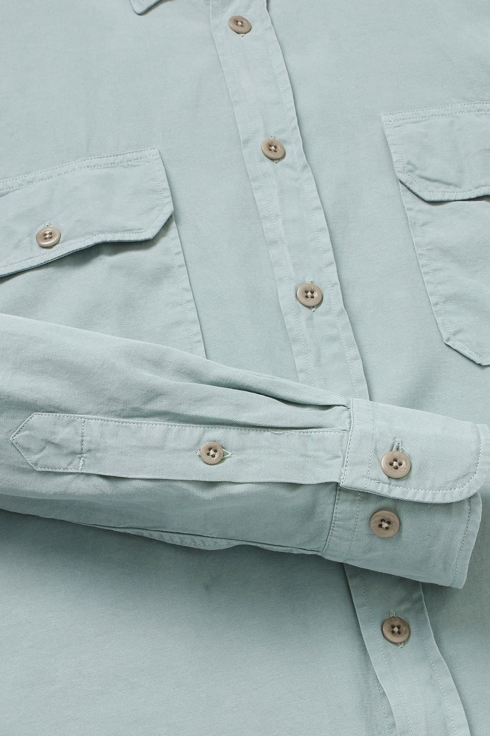 PLAY 린넨 혼방 버튼 다운 투 포켓 009 라이트그린 셔츠