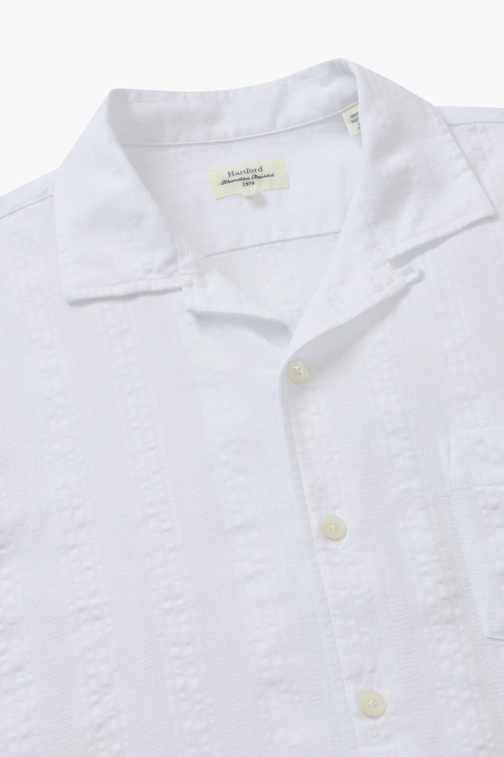 코튼 포켓 테일러드 카라 011 화이트 반소매 셔츠