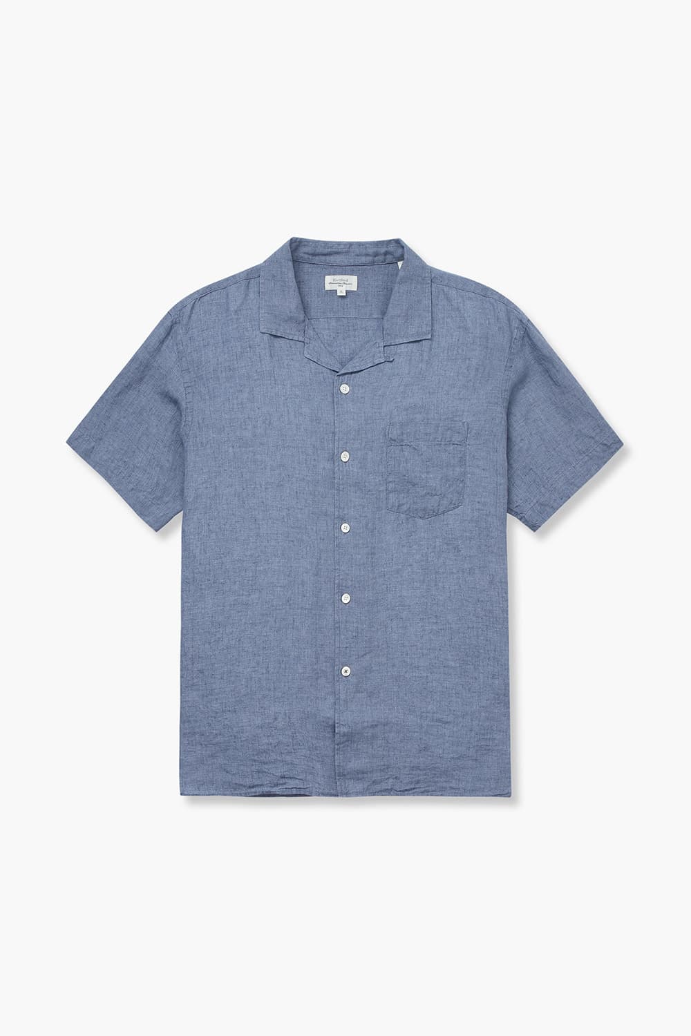 린넨 포켓 테일러드 카라 017 블루 반소매 셔츠