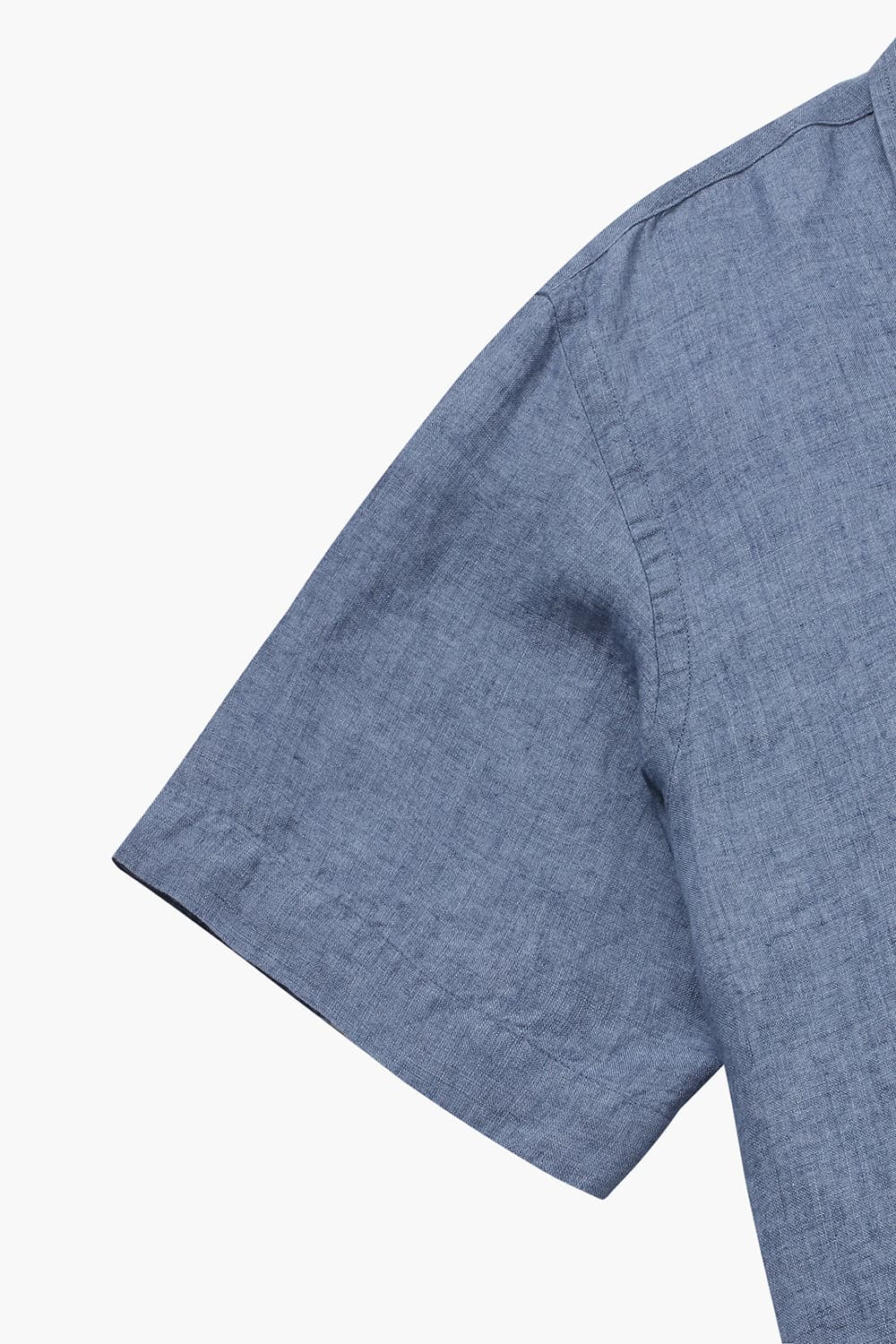 린넨 포켓 테일러드 카라 017 블루 반소매 셔츠