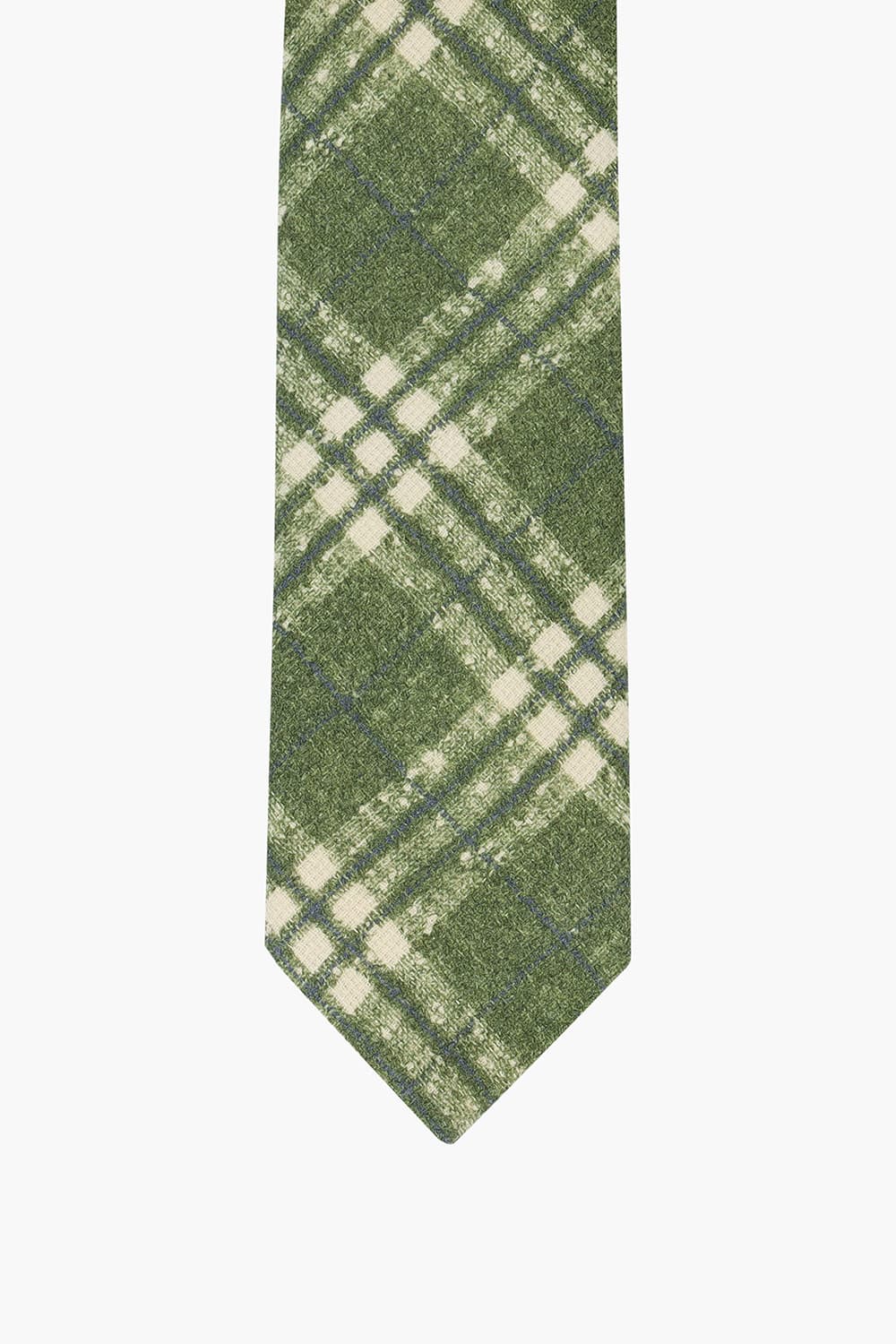 울 실크 혼방 타탄 체크 106 그린 넥타이