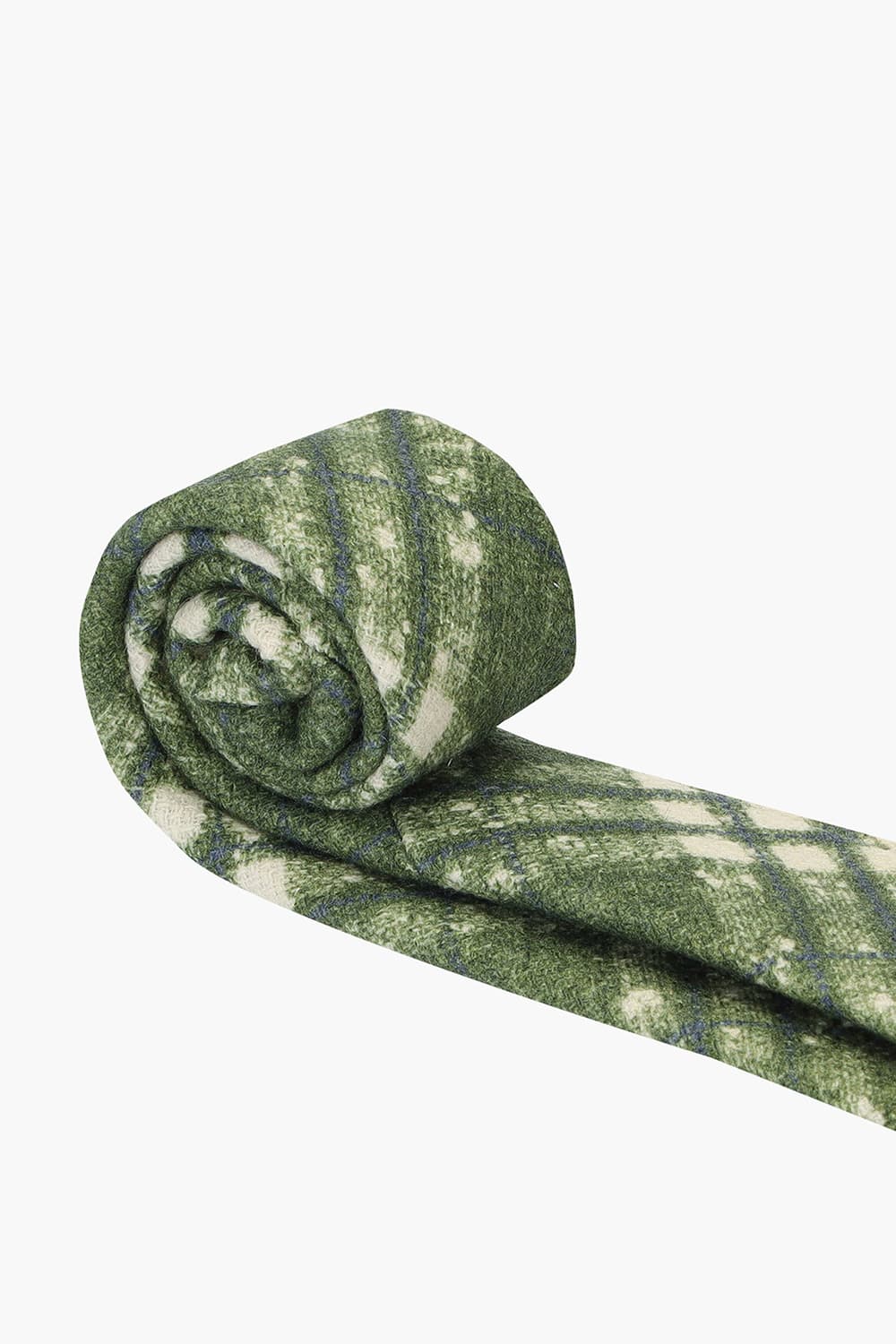 울 실크 혼방 타탄 체크 106 그린 넥타이