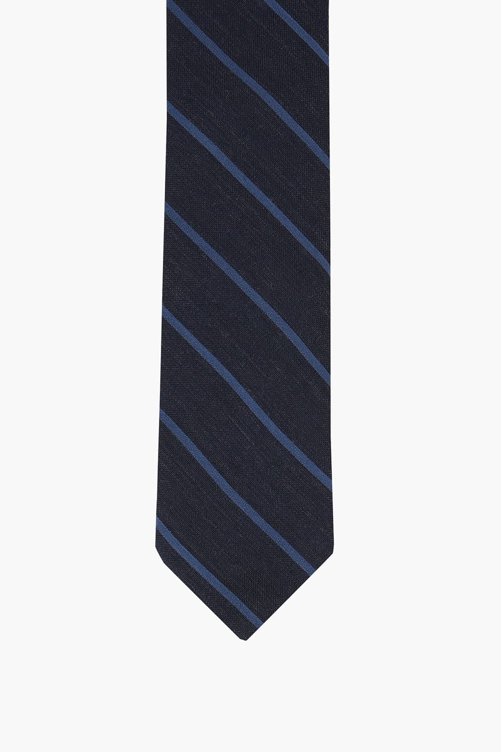 울 실크 혼방 스트라이프 104 다크네이비 넥타이