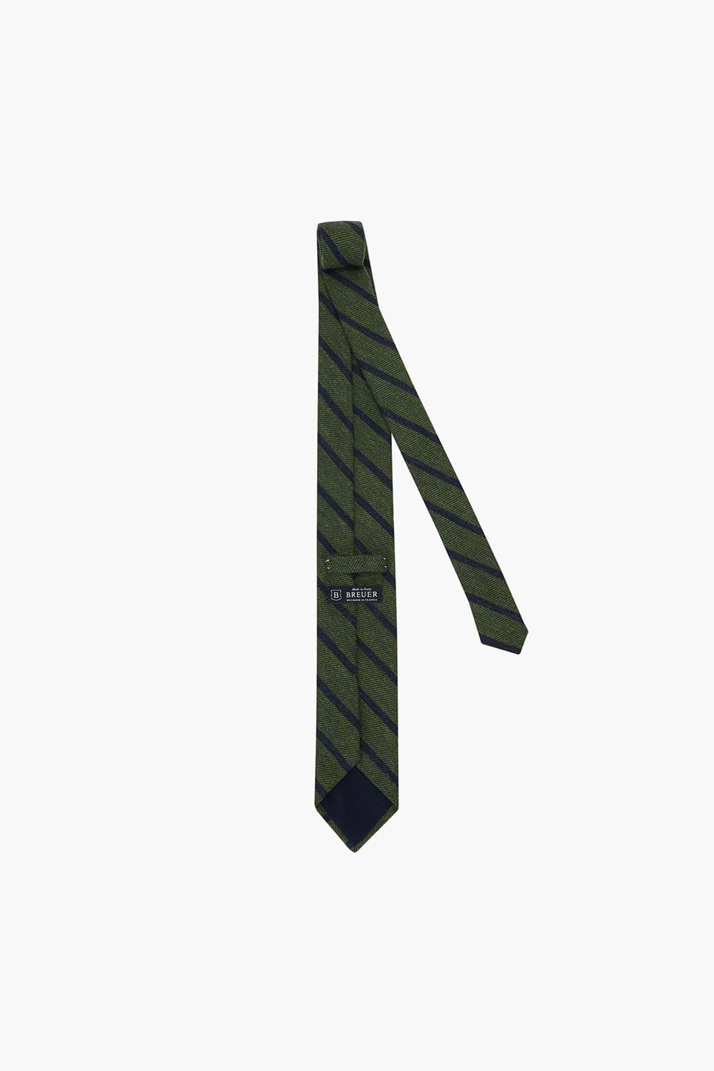 울 실크 혼방 스트라이프 121 그린 넥타이