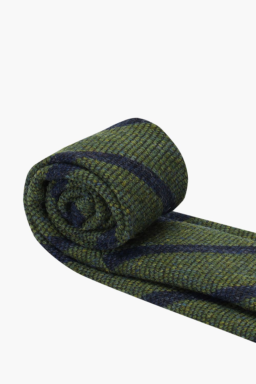 울 실크 혼방 스트라이프 121 그린 넥타이