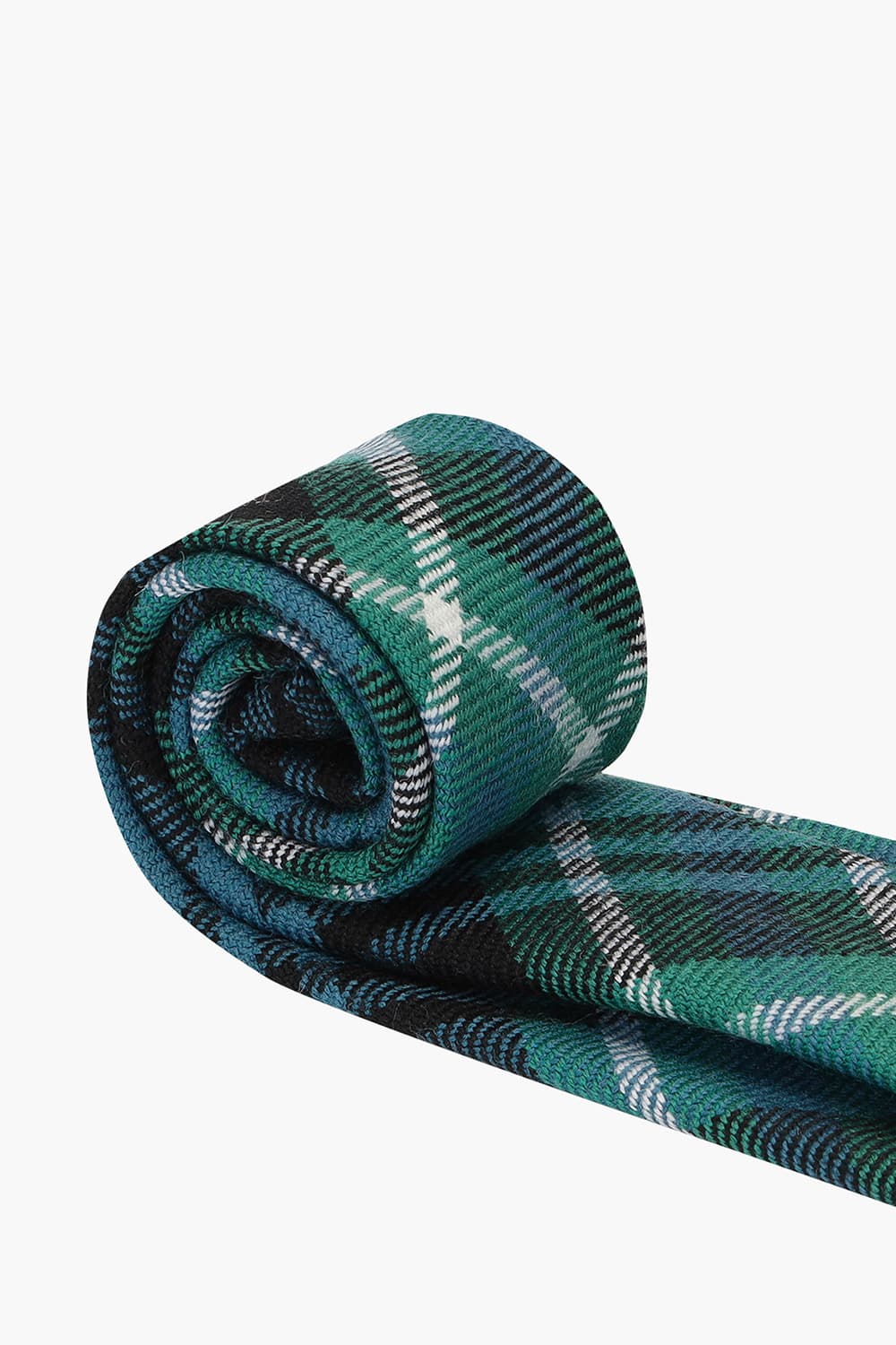 울 타탄 체크 117 그린 넥타이