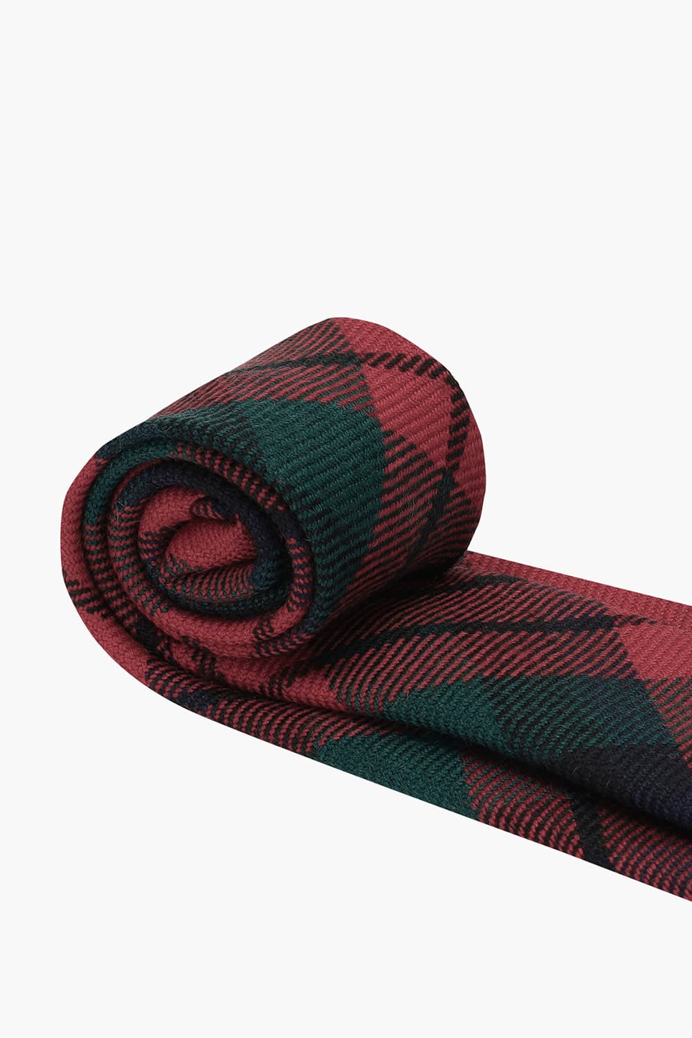 울 타탄 체크 117 레드 넥타이