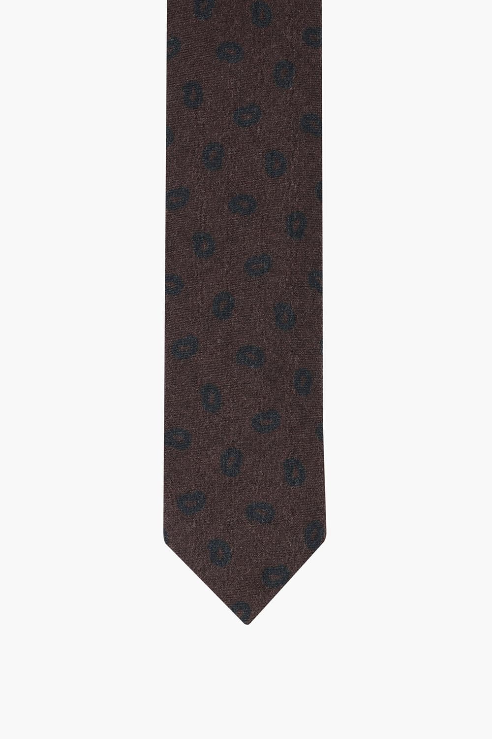 울 일러스트 패턴 115 다크브라운 넥타이
