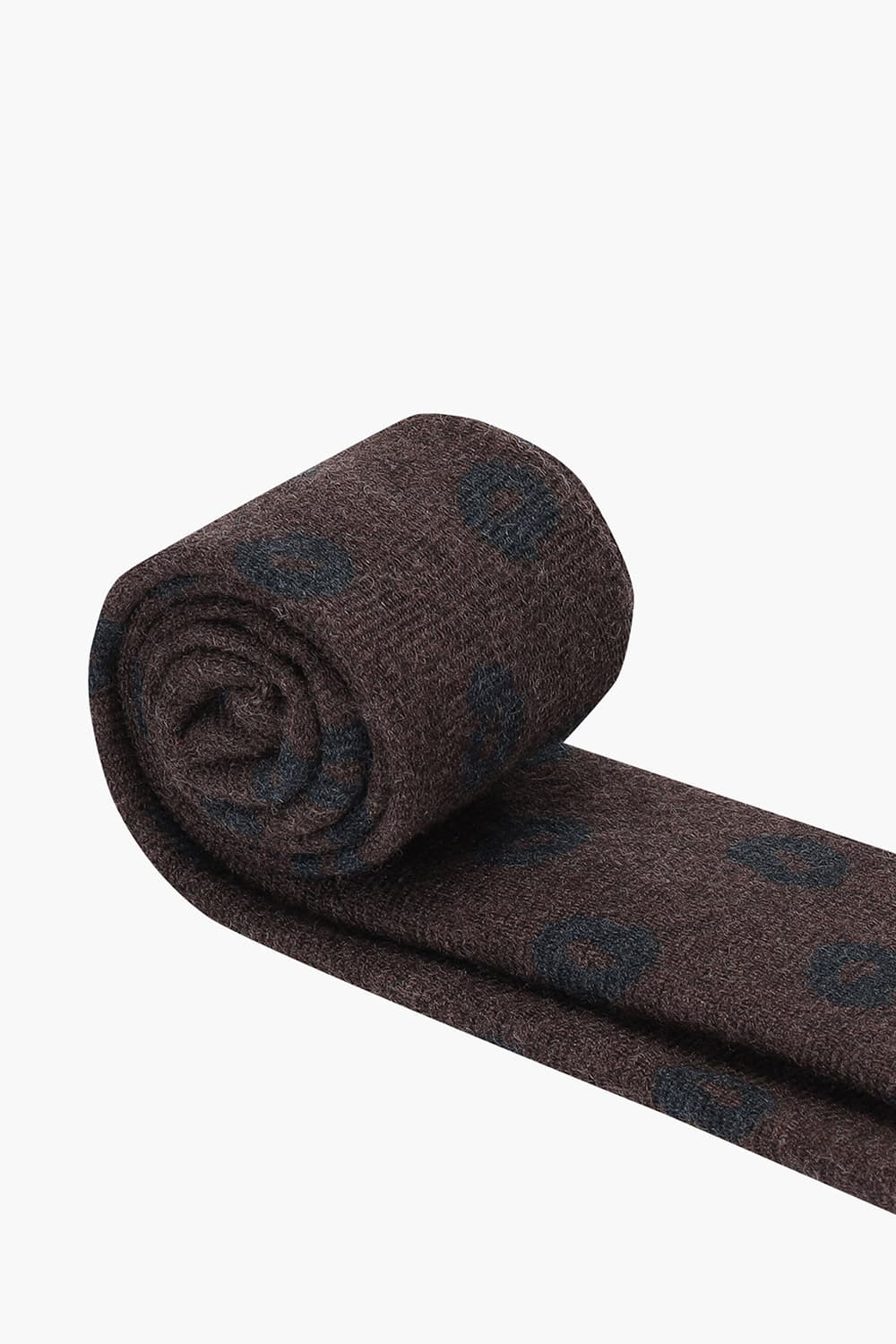 울 일러스트 패턴 115 다크브라운 넥타이