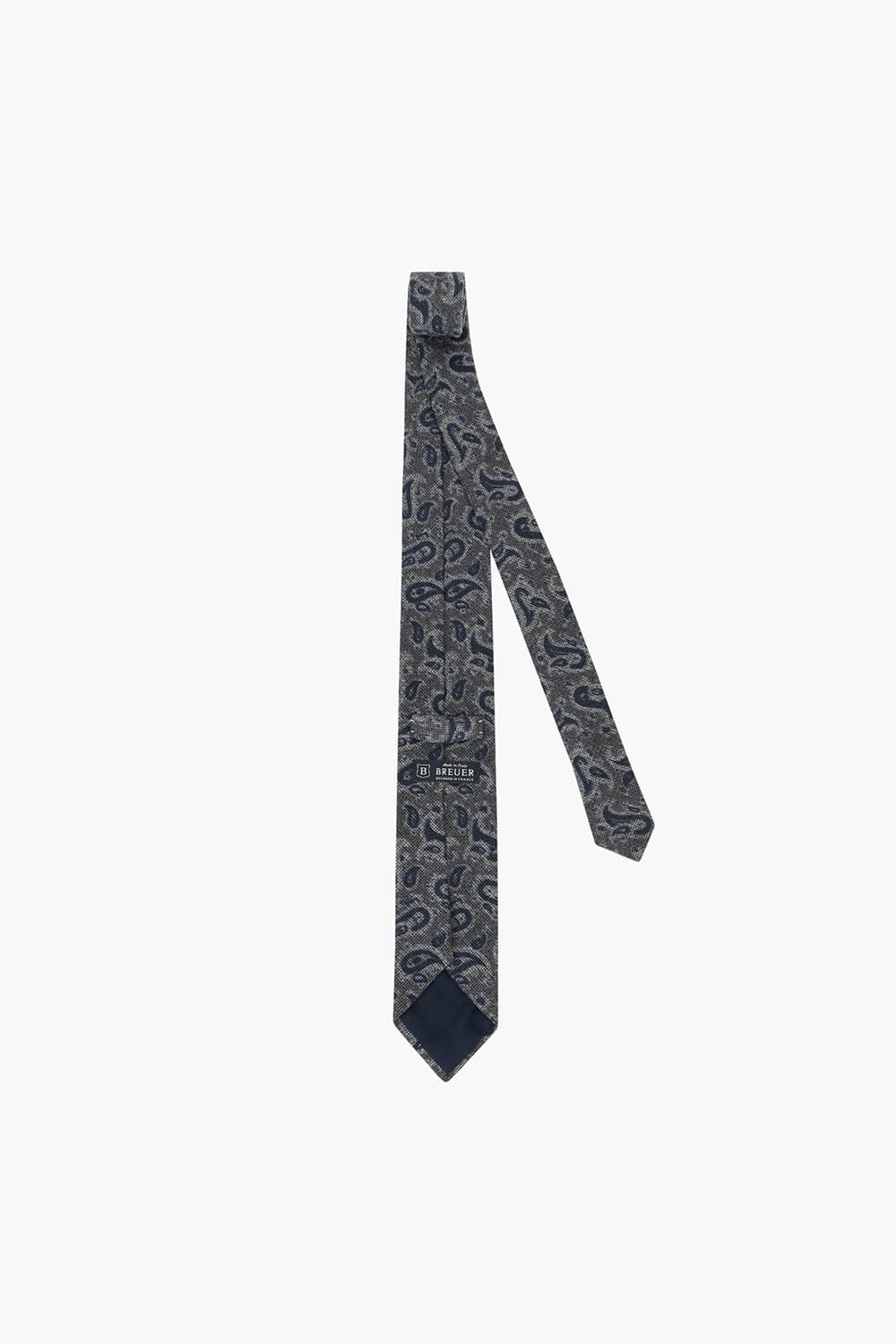 울 실크 혼방 기하학 패턴 107 차콜그레이 넥타이