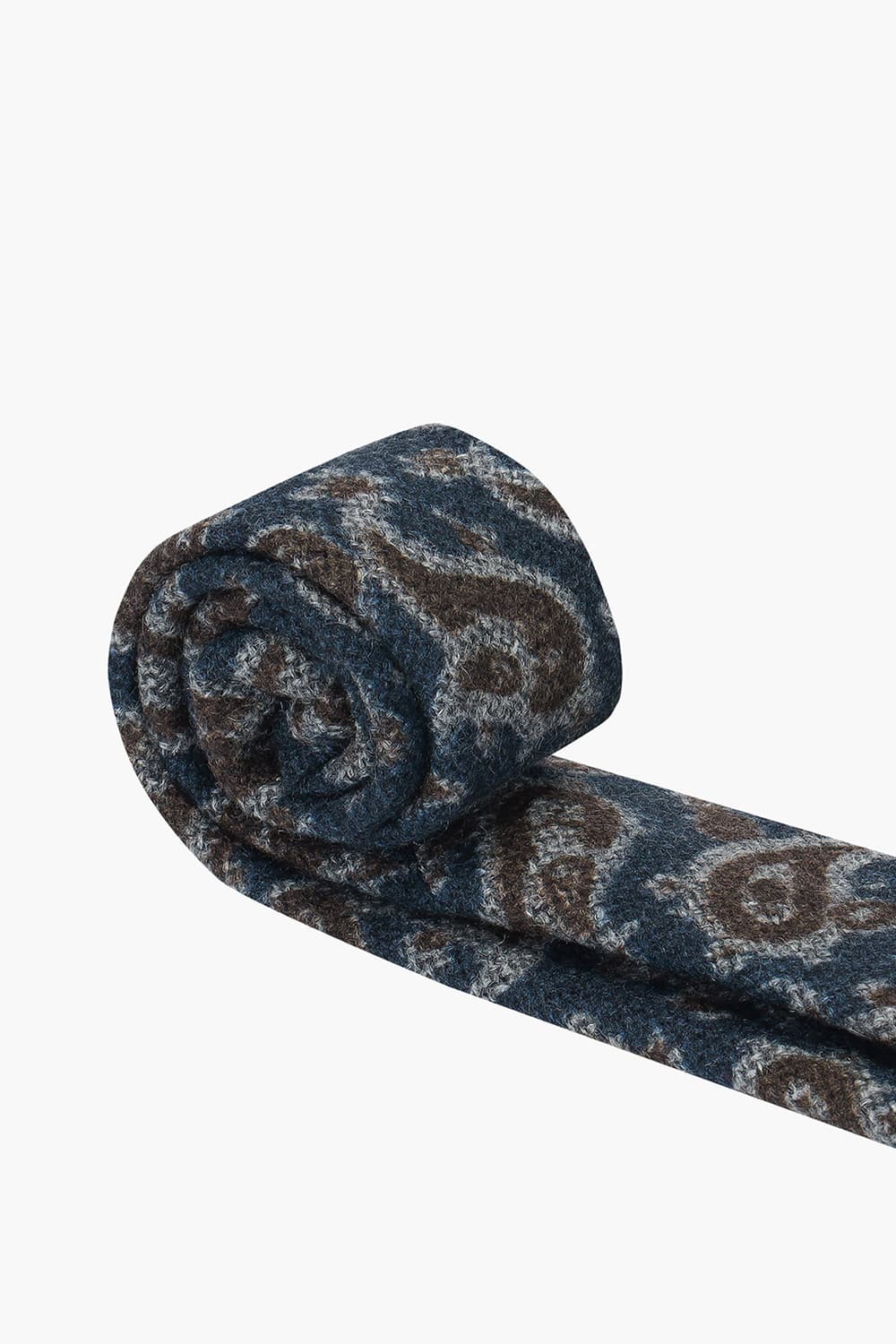 울 실크 혼방 기하학 패턴 107 다크네이비 넥타이