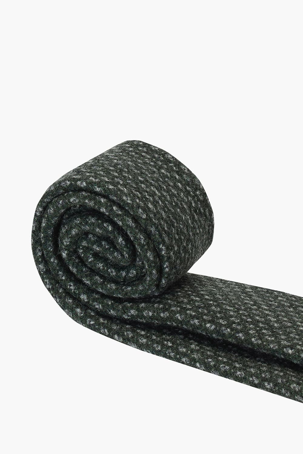 울 실크 혼방 깅엄 체크 106 다크그린 넥타이