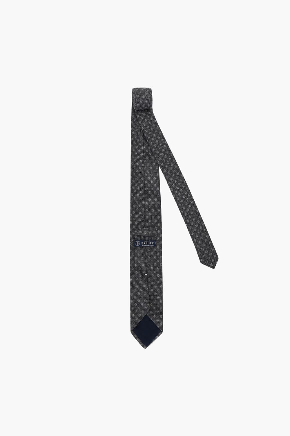 울 실크 혼방 도트 패턴 105 차콜그레이 넥타이