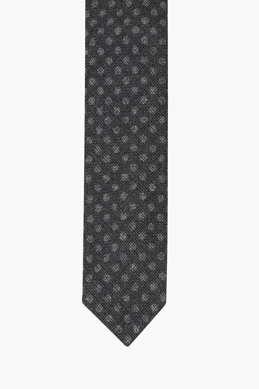 울 실크 혼방 도트 패턴 105 차콜그레이 넥타이