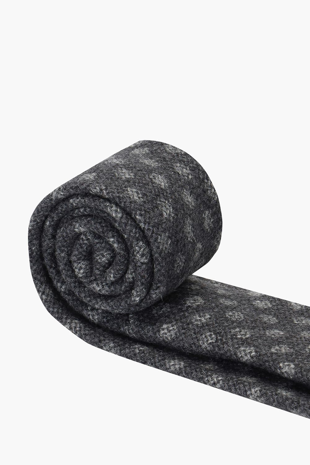 울 실크 혼방 도트 패턴 105 차콜그레이 넥타이