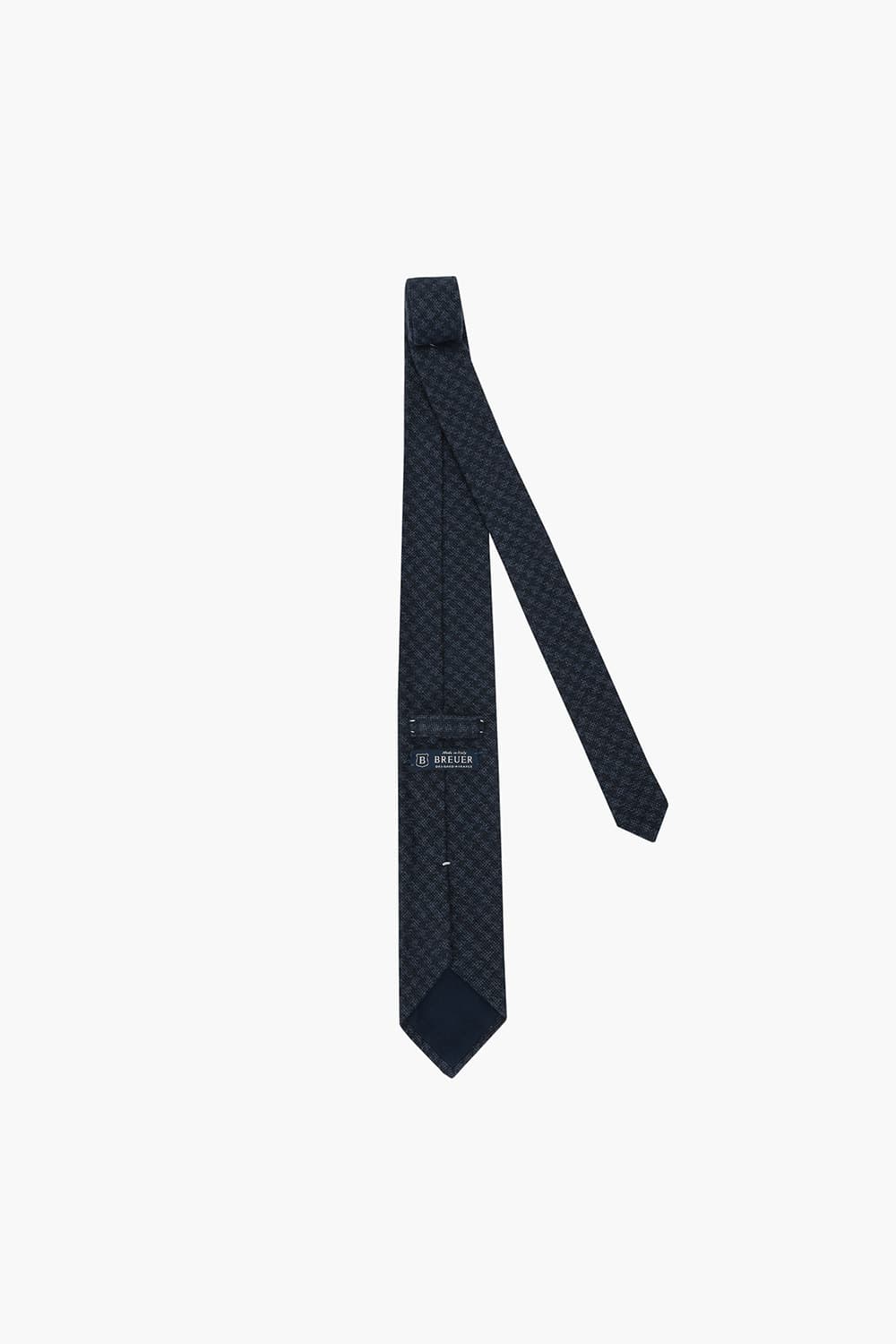 울 실크 혼방 자수 패턴 104 다크네이비 넥타이