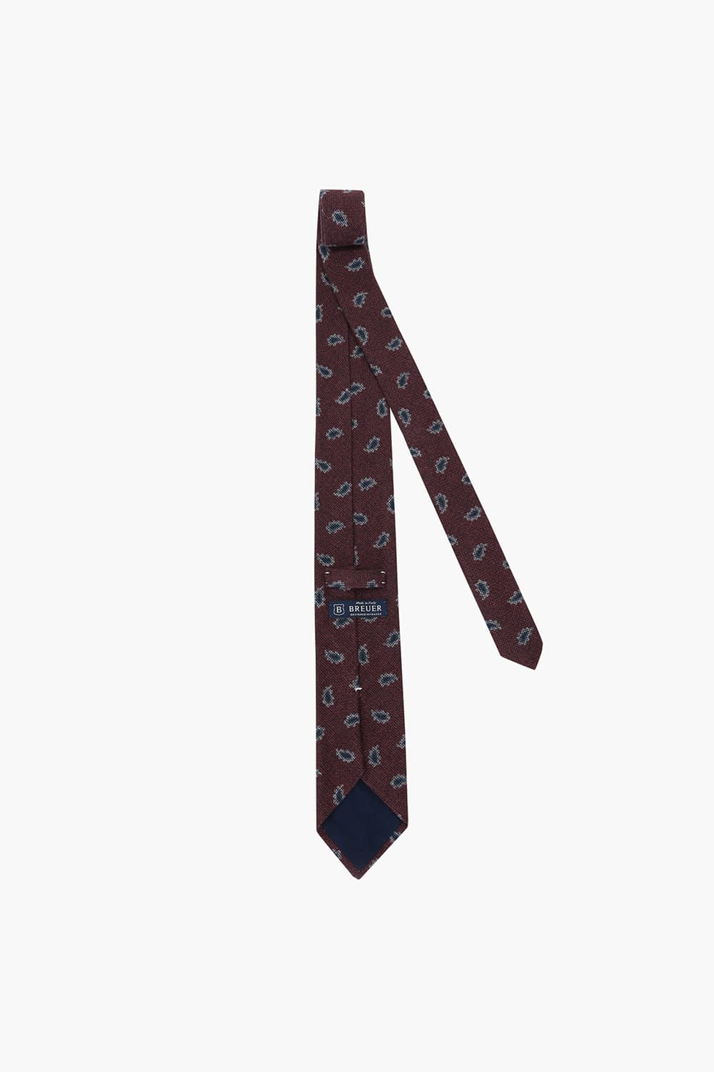 울 실크 혼방 일러스트 패턴 102 버건디 넥타이