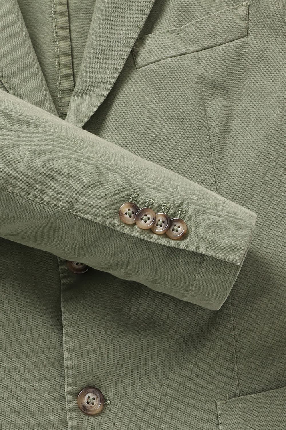 면 혼방 셰비 가먼트다잉 102 카키 테일러드 자켓