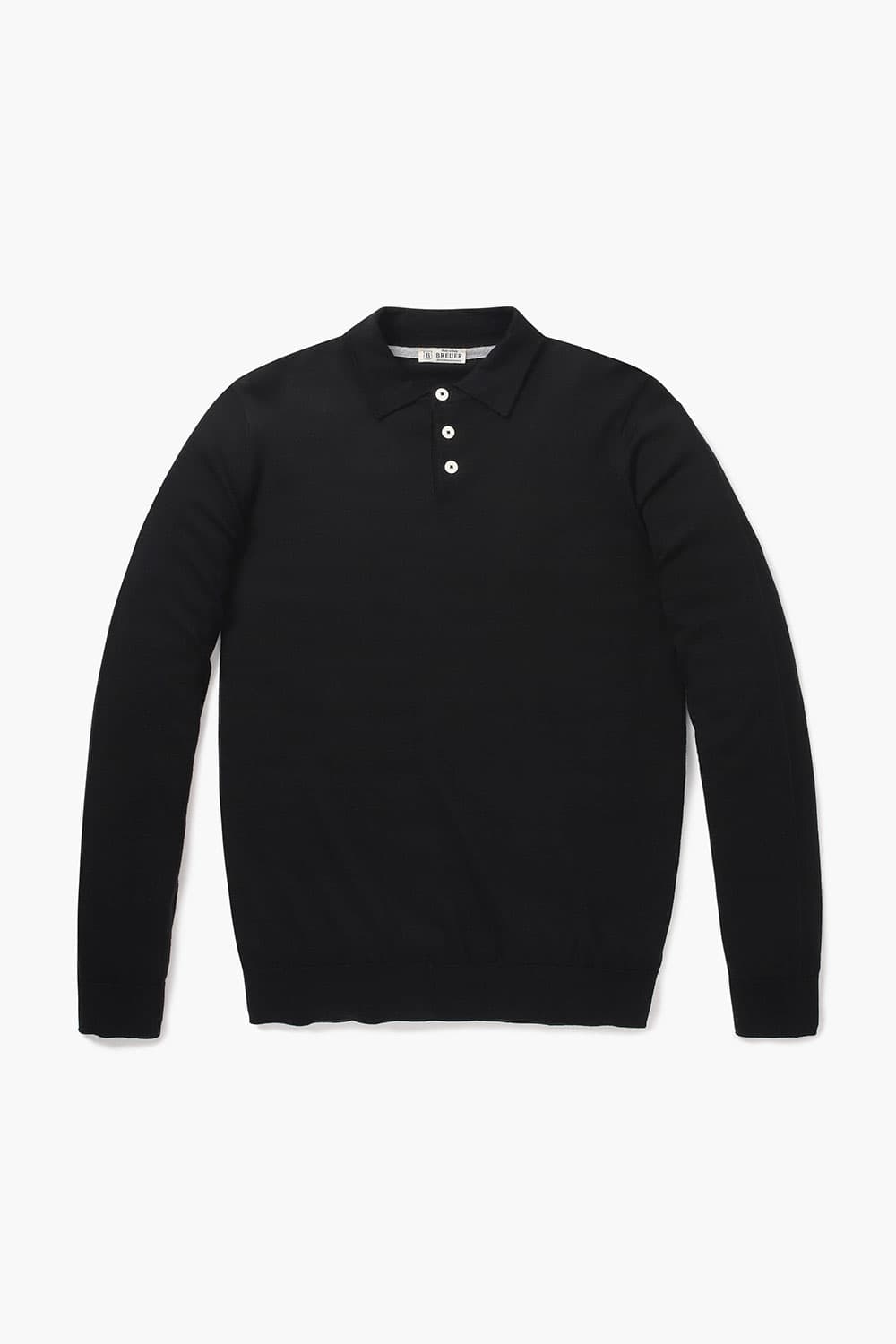 코튼 폴로 102 블랙 긴소매 니트