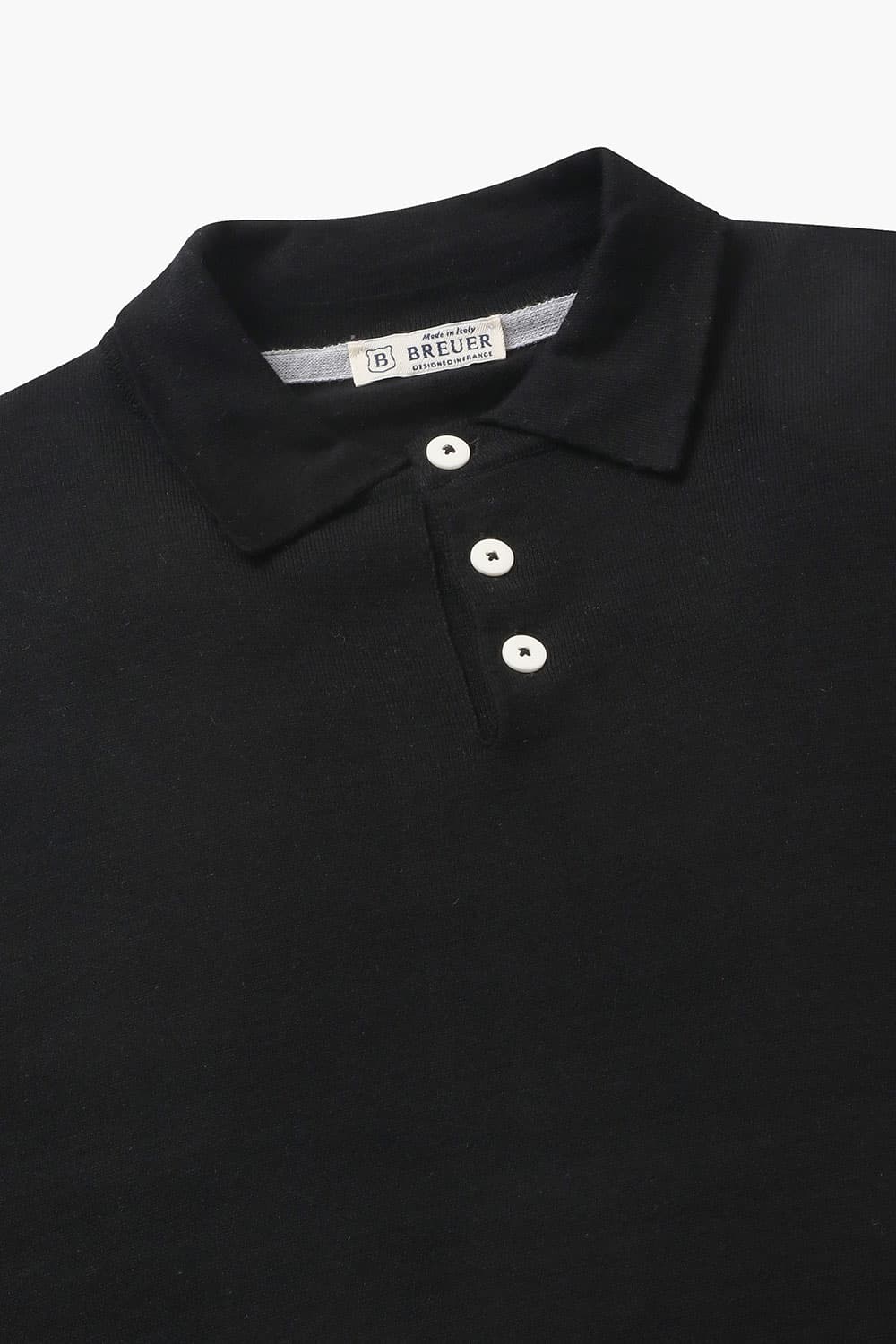 코튼 폴로 102 블랙 긴소매 니트