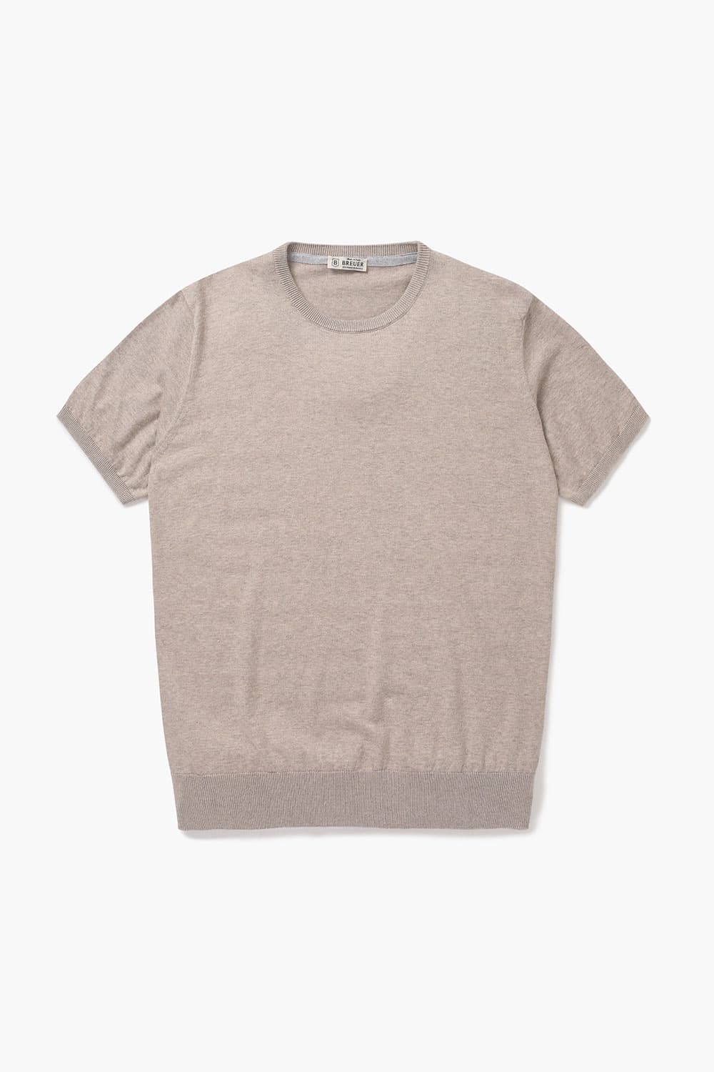 코튼 크루넥 501 라이트브라운 반소매 니트