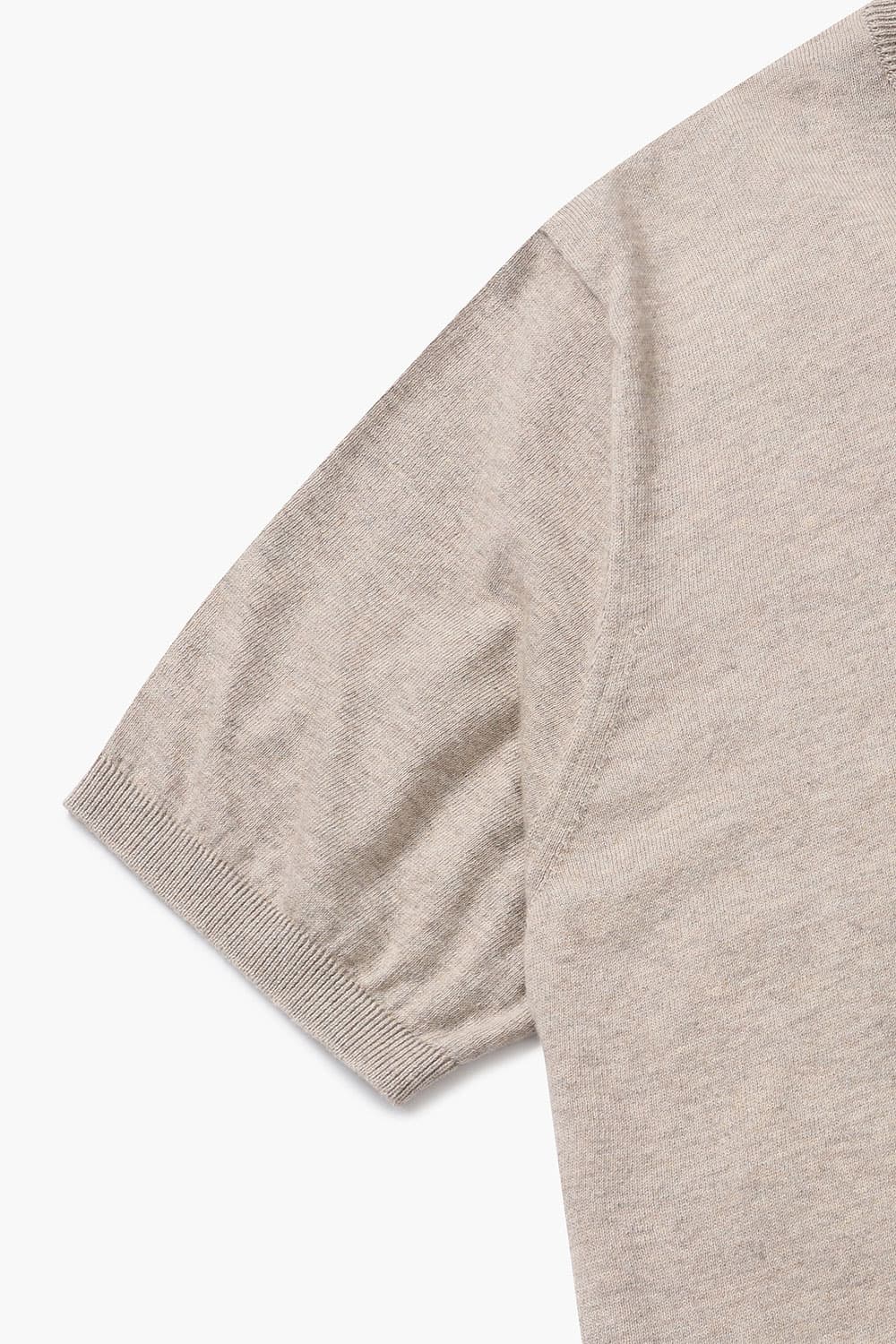코튼 크루넥 501 라이트브라운 반소매 니트
