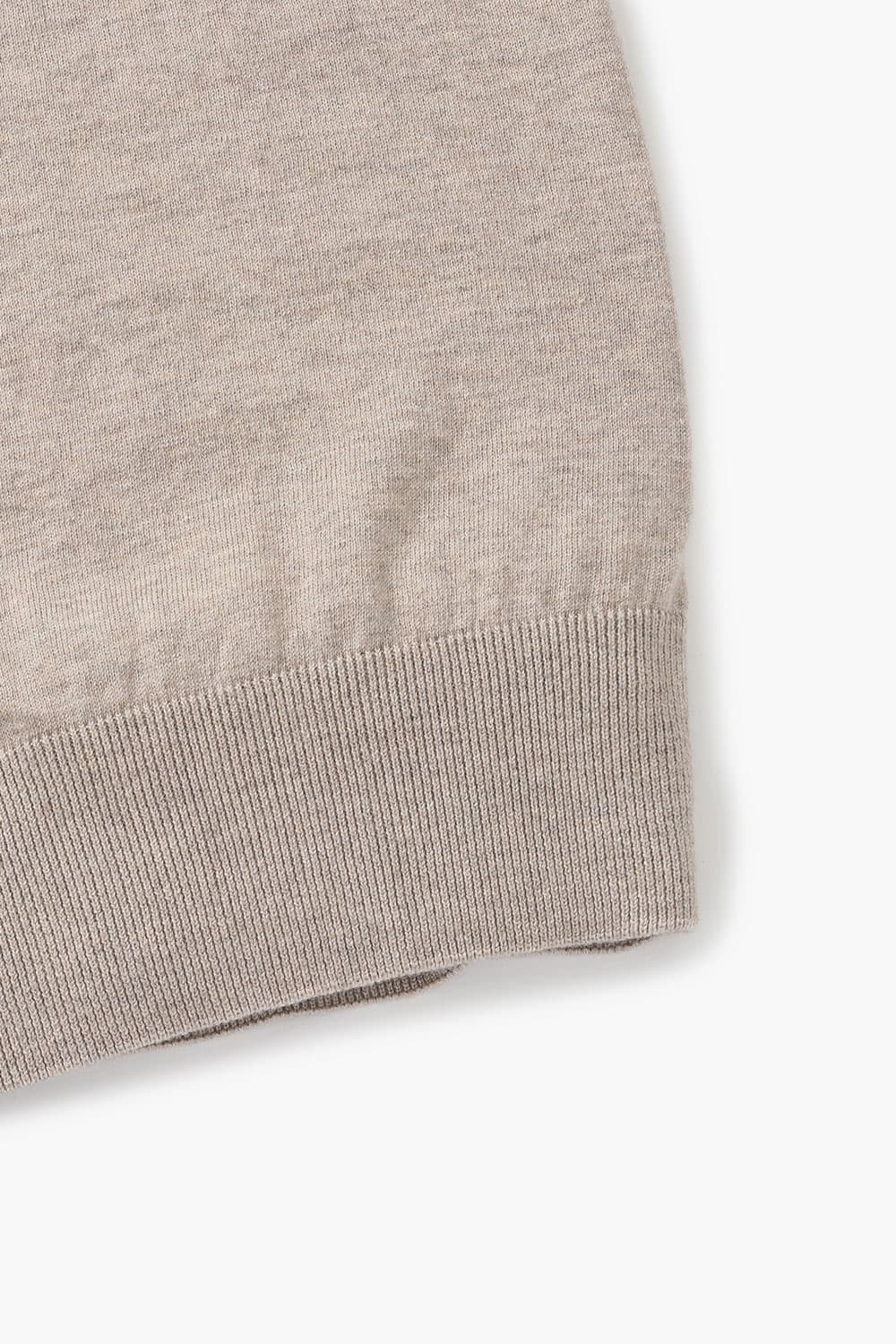 코튼 크루넥 501 라이트브라운 반소매 니트