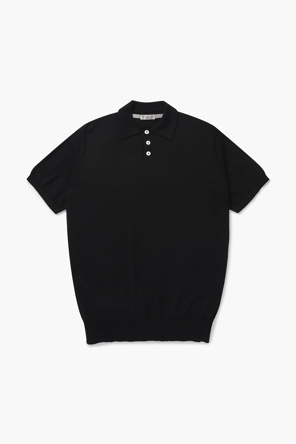 코튼 폴로 502 블랙 반소매 니트