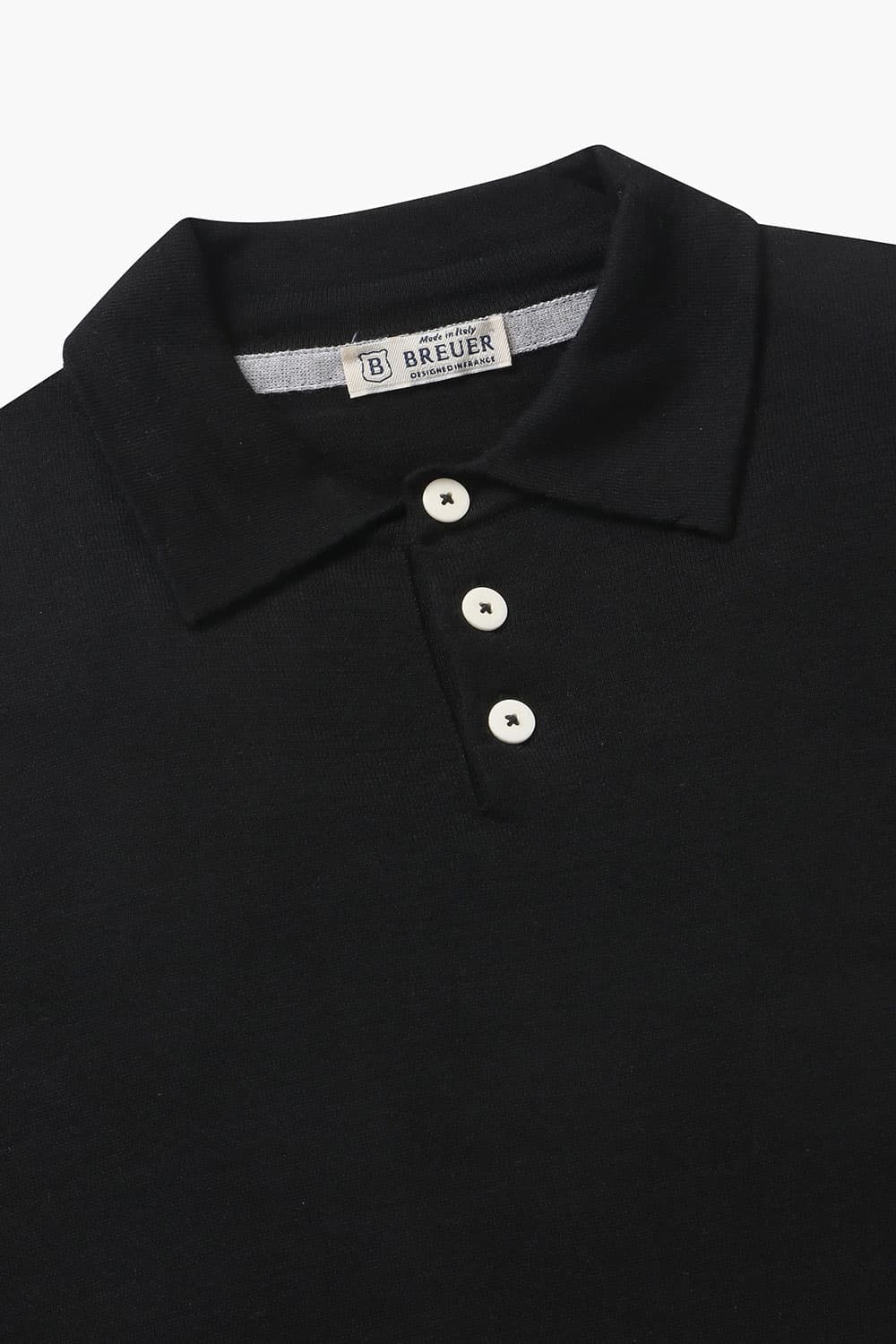 코튼 폴로 502 블랙 반소매 니트