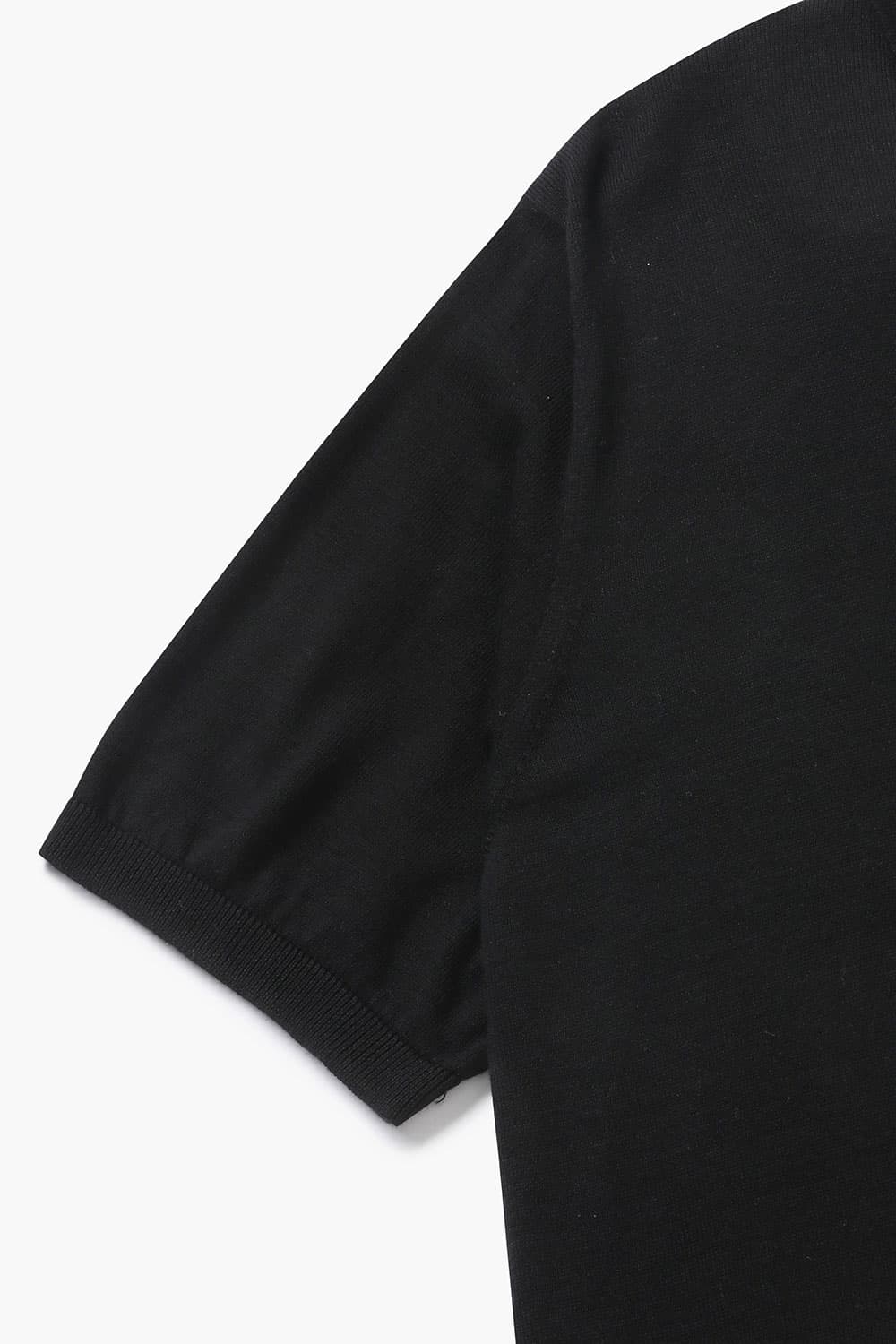 코튼 폴로 502 블랙 반소매 니트