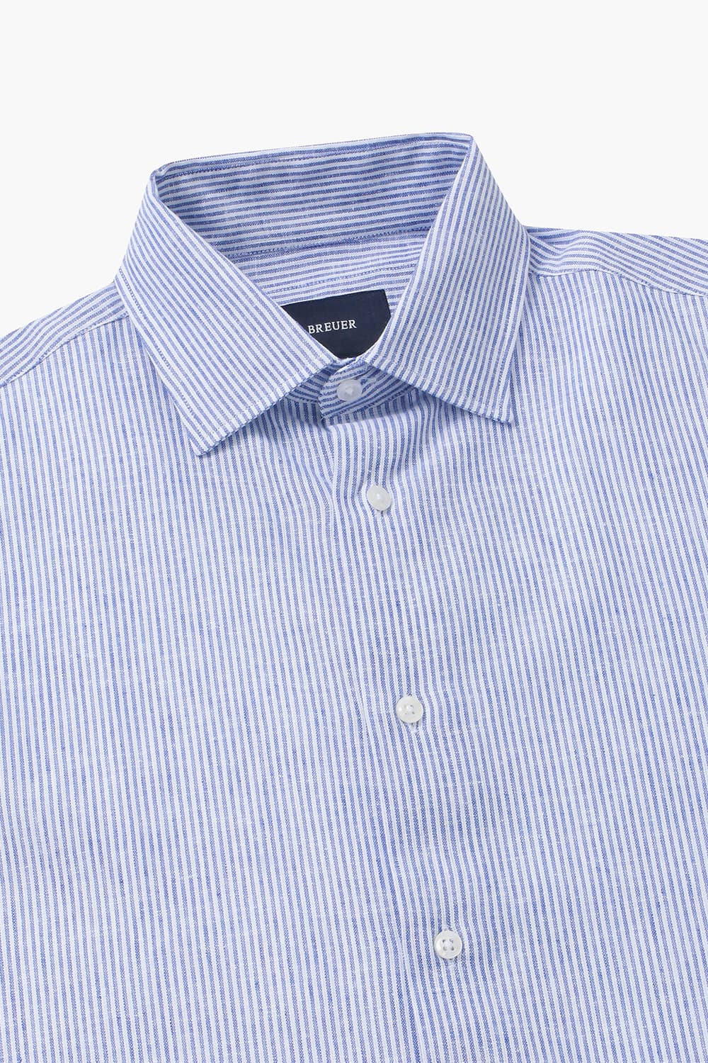 린넨 혼방 스트라이프 811 블루 셔츠