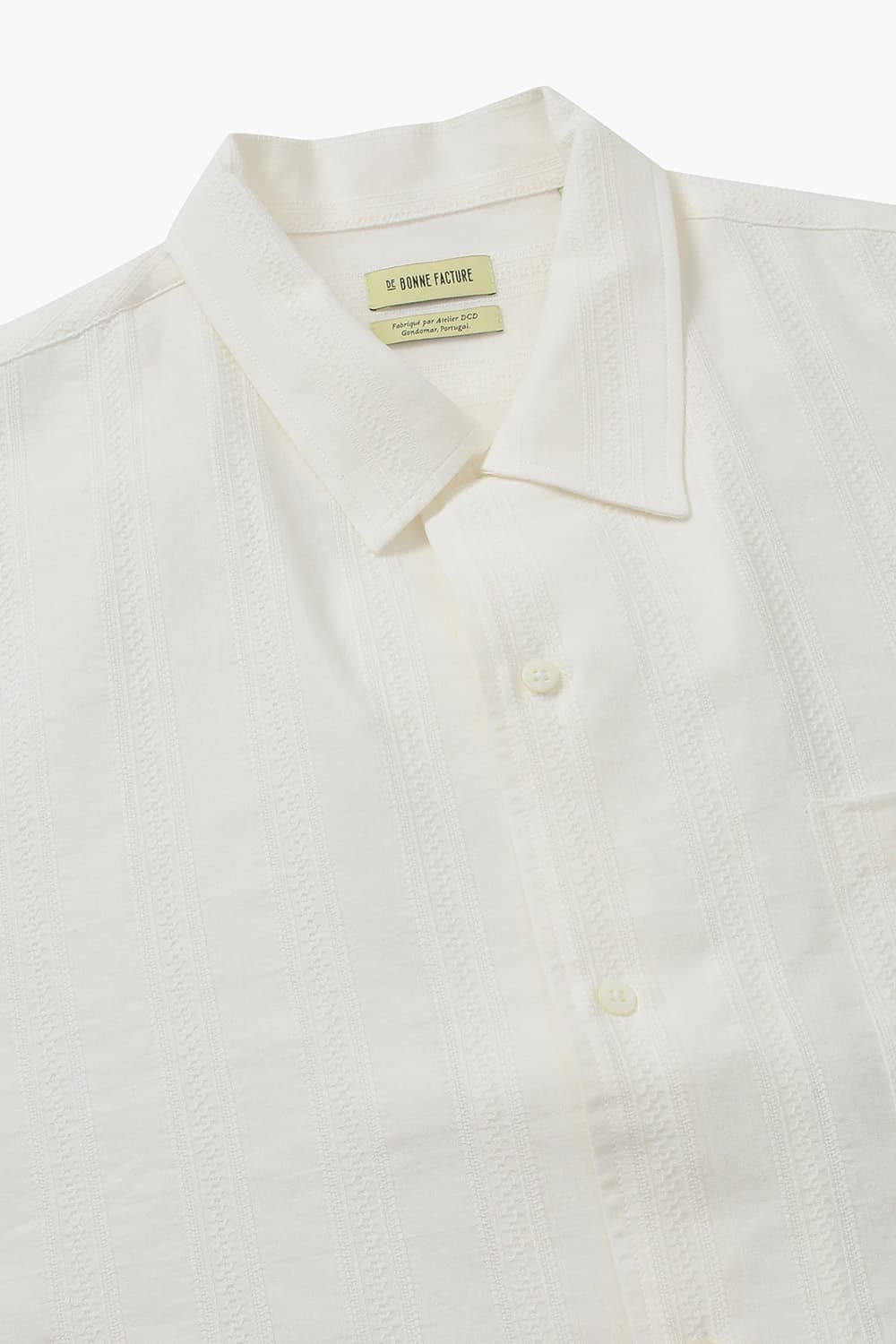 린넨 혼방 캠프 카라 002 화이트 반소매 셔츠