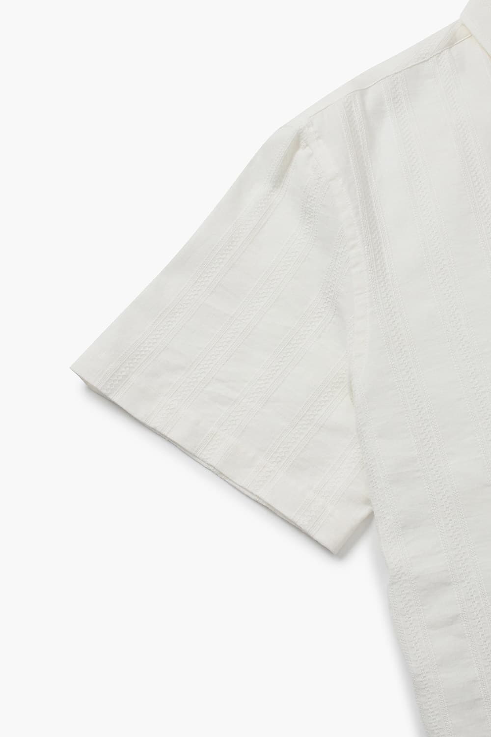 린넨 혼방 캠프 카라 002 화이트 반소매 셔츠