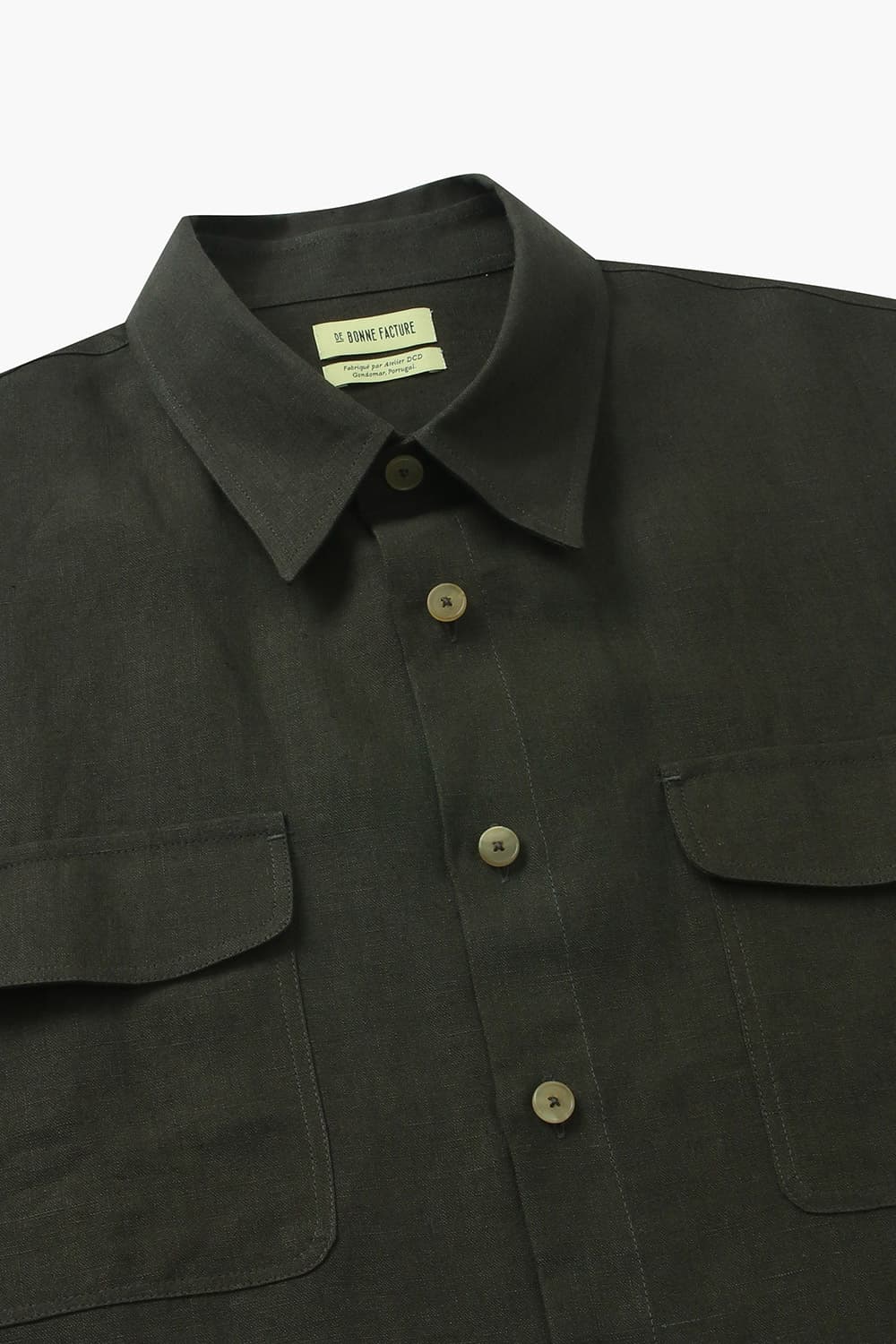 린넨 투 포켓 오버사이즈 006 카키브라운 셔츠