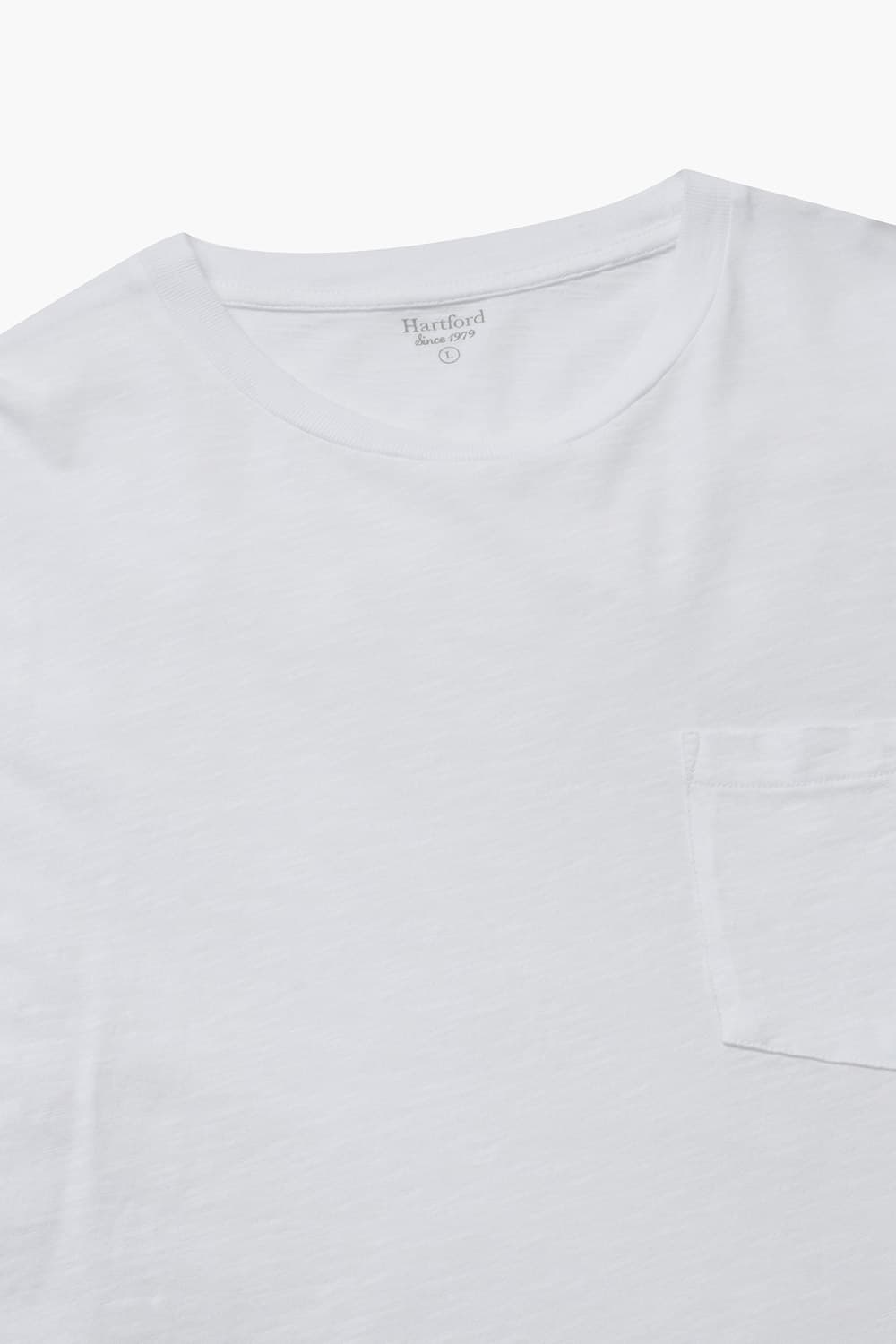 코튼 포켓 크루넥 001 화이트 반소매 티셔츠