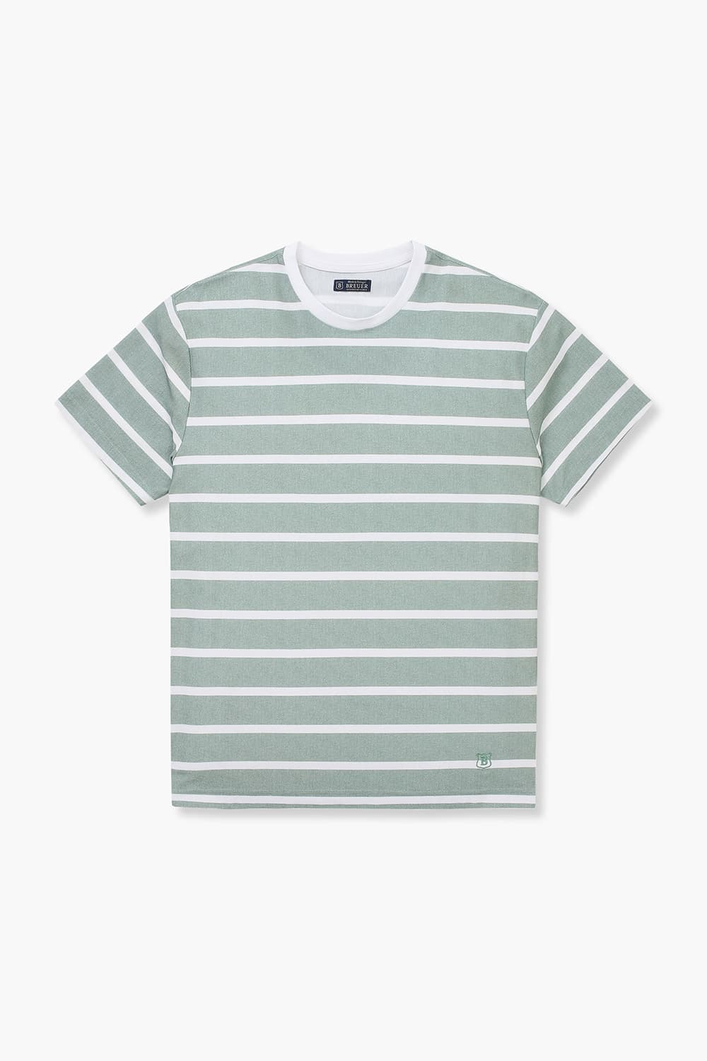 코튼 스트라이프 크루넥 513 라이트그린 반소매 티셔츠