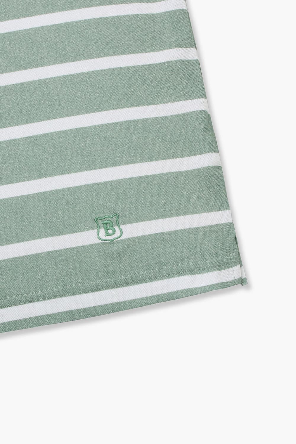 코튼 스트라이프 크루넥 513 라이트그린 반소매 티셔츠