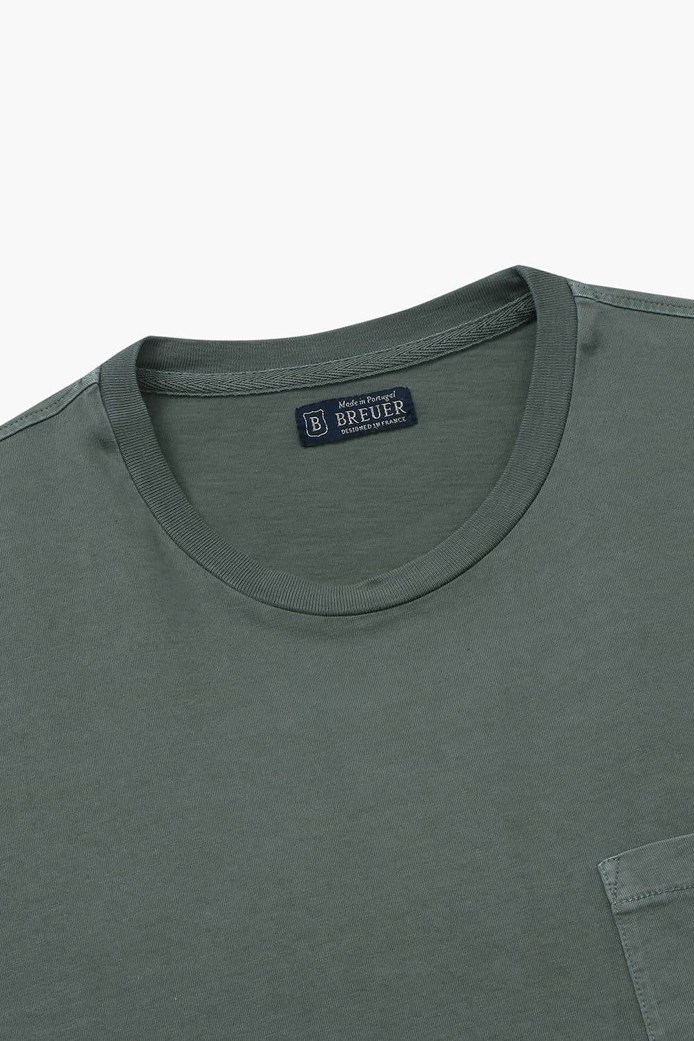 코튼 포켓 크루넷 511 블루그린 반소매 티셔츠