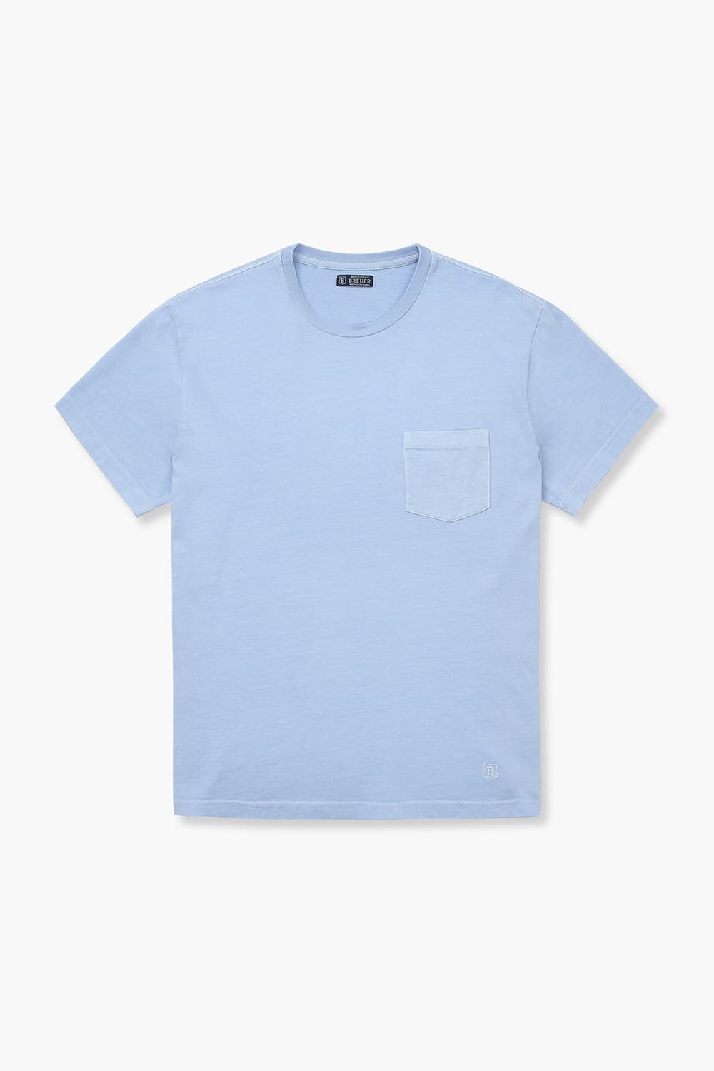 코튼 포켓 크루넷 511 라이트블루 반소매 티셔츠