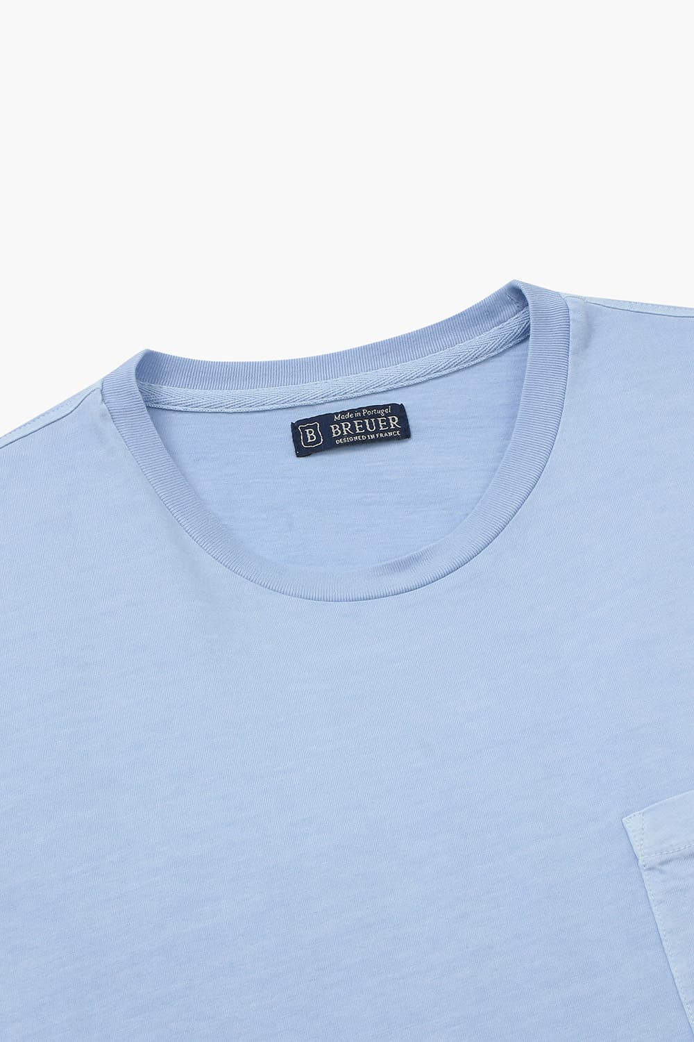 코튼 포켓 크루넷 511 라이트블루 반소매 티셔츠