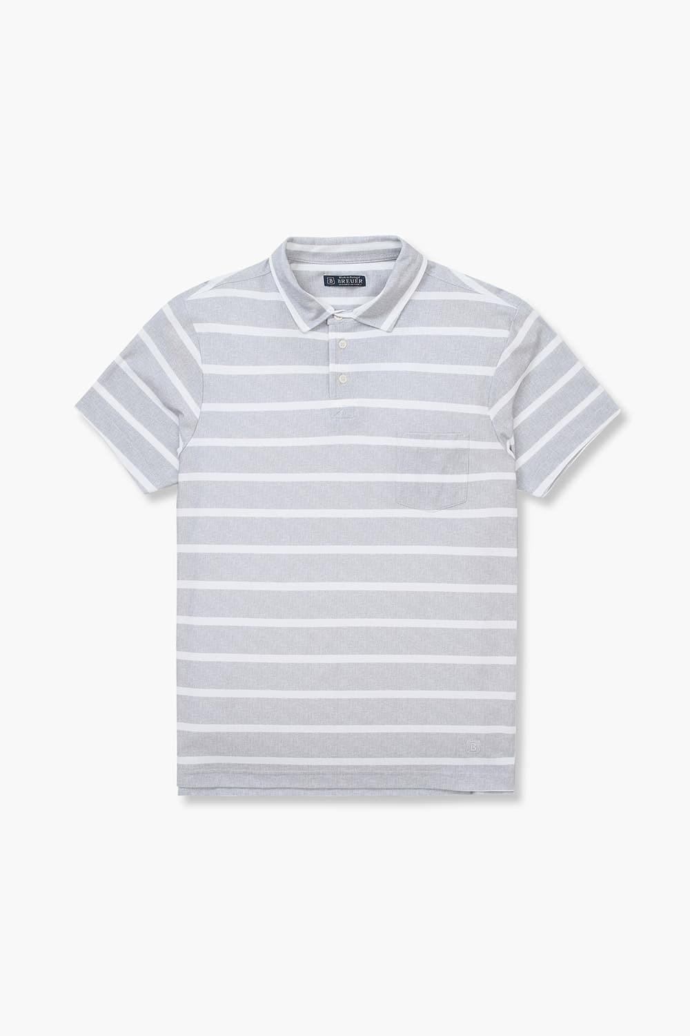 코튼 스트라이프 버튼 다운 505 라이트그레이 반소매 티셔츠