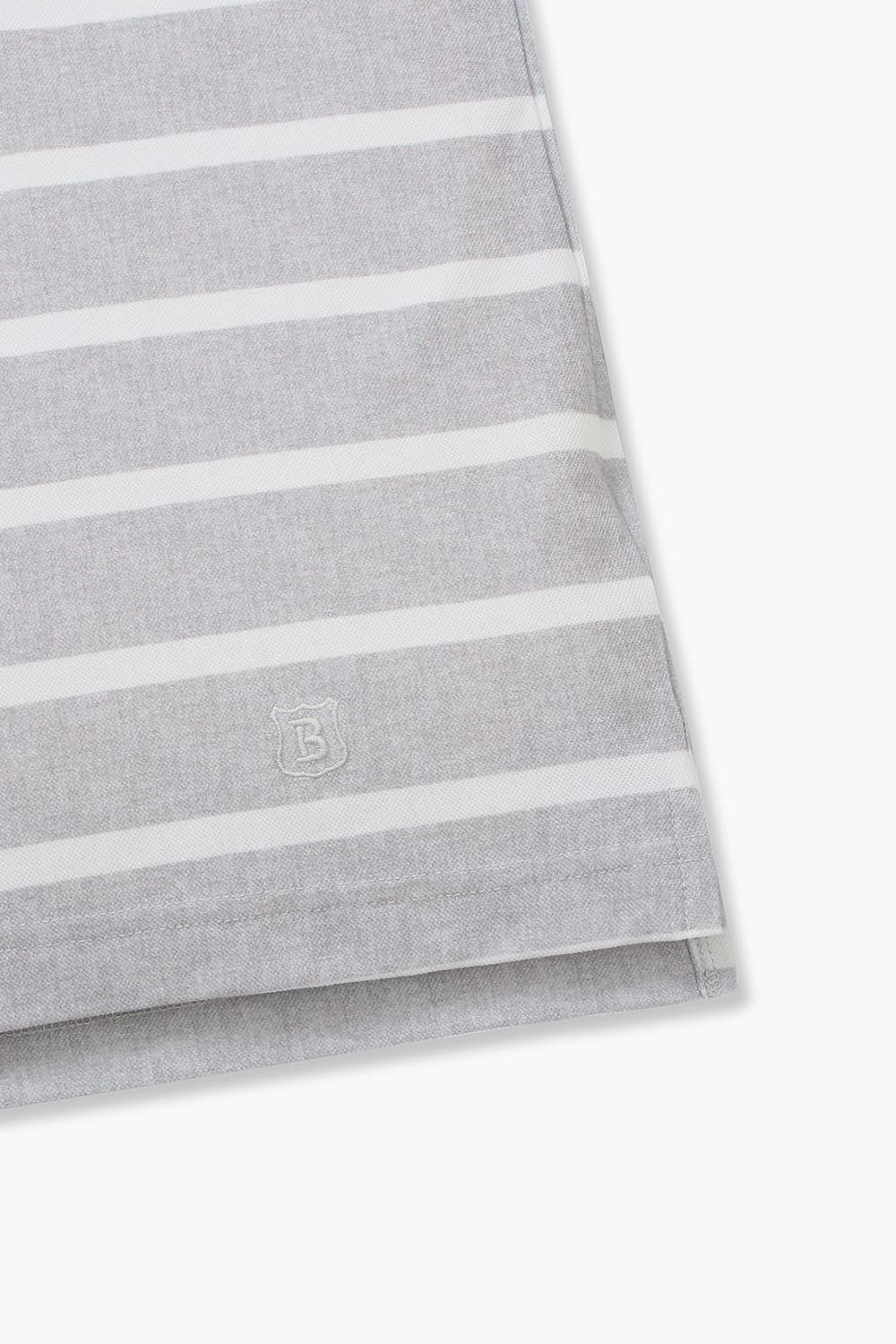 코튼 스트라이프 버튼 다운 505 라이트그레이 반소매 티셔츠