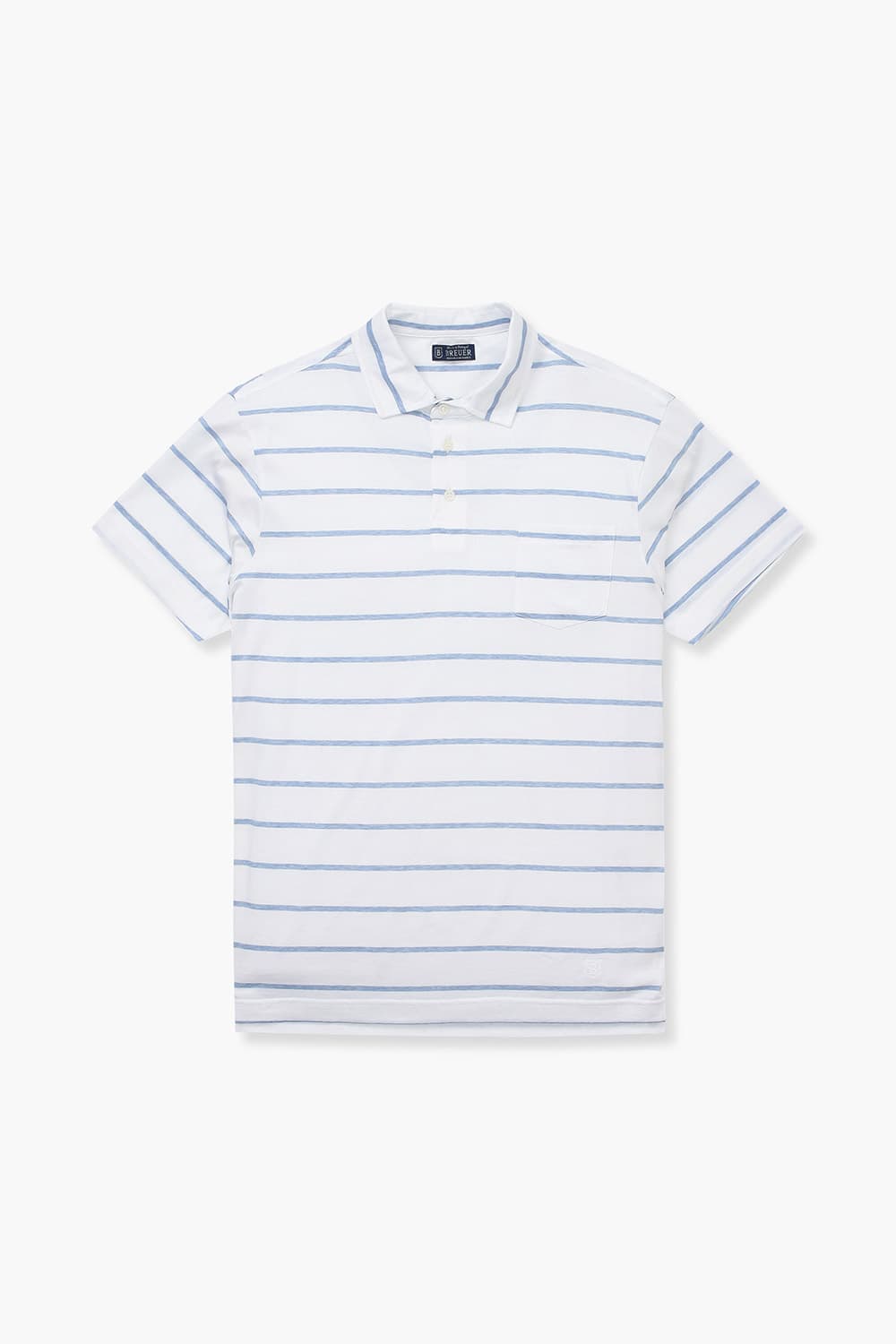 코튼 스트라이프 버튼 다운 503 라이트블루 반소매 티셔츠