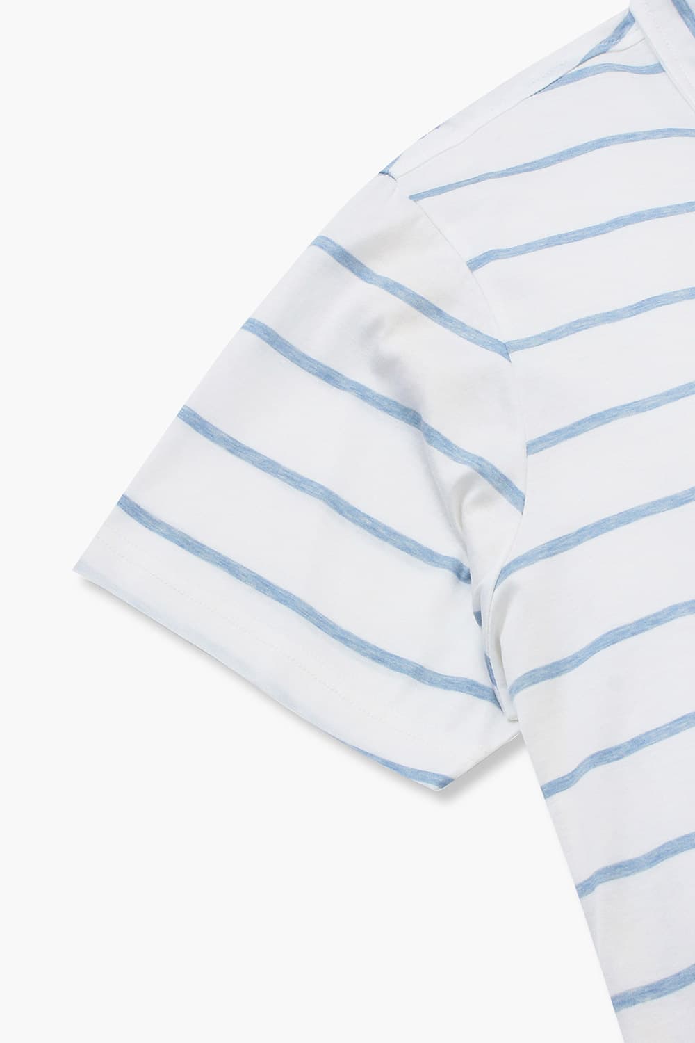 코튼 스트라이프 버튼 다운 503 라이트블루 반소매 티셔츠