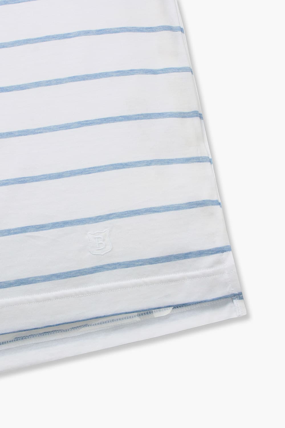 코튼 스트라이프 버튼 다운 503 라이트블루 반소매 티셔츠